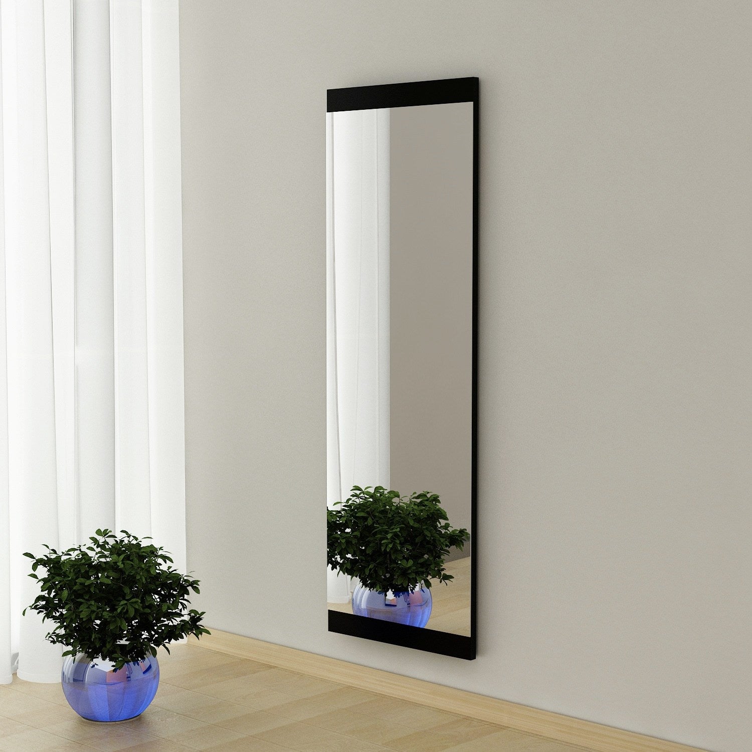Espelho de parede elegante preto, 40 x 120 cm | 100% MDF com acabamento ecológico Flotal-E | Design elegante de vidro para espaços modernos