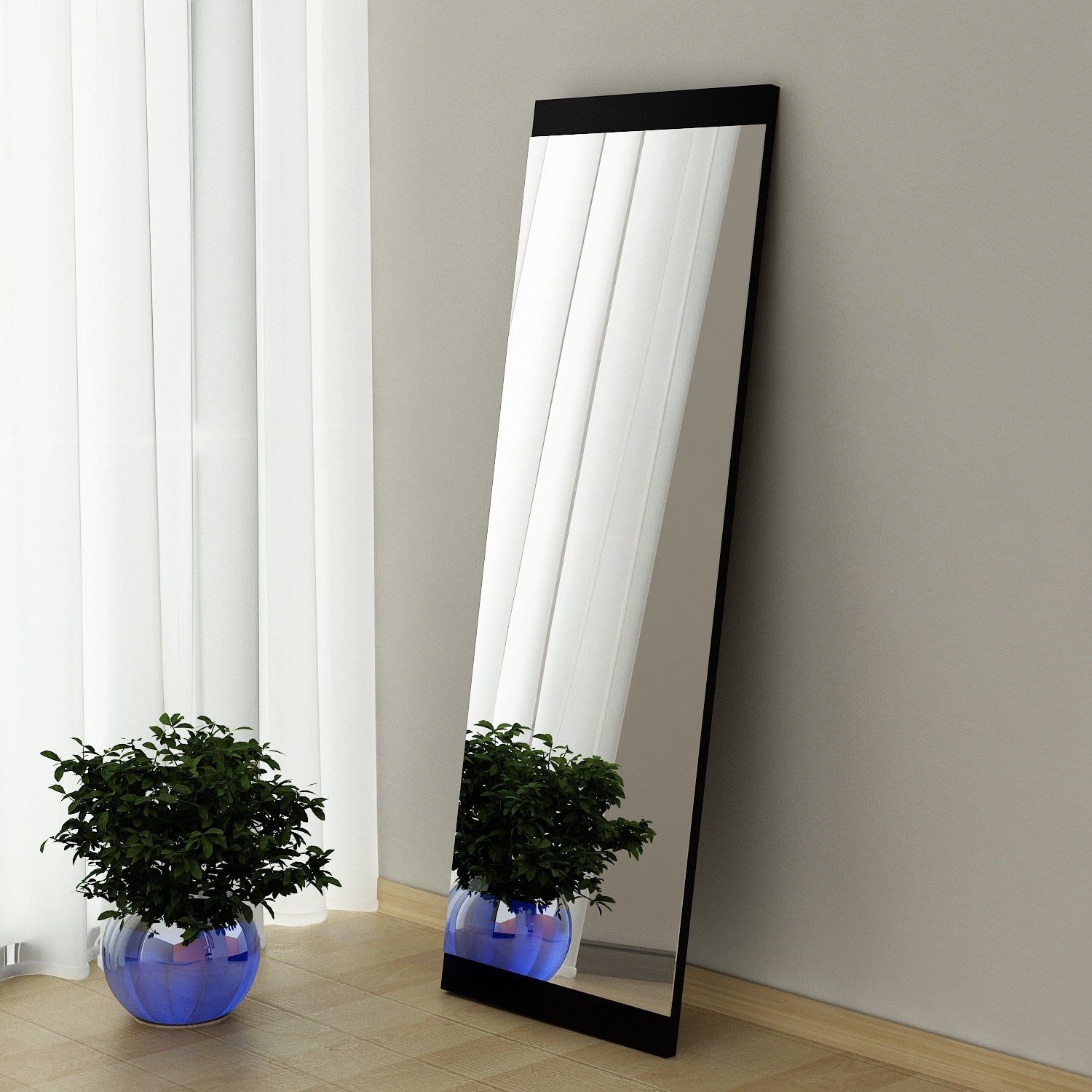 Espelho de parede elegante preto, 40 x 120 cm | 100% MDF com acabamento ecológico Flotal-E | Design elegante de vidro para espaços modernos