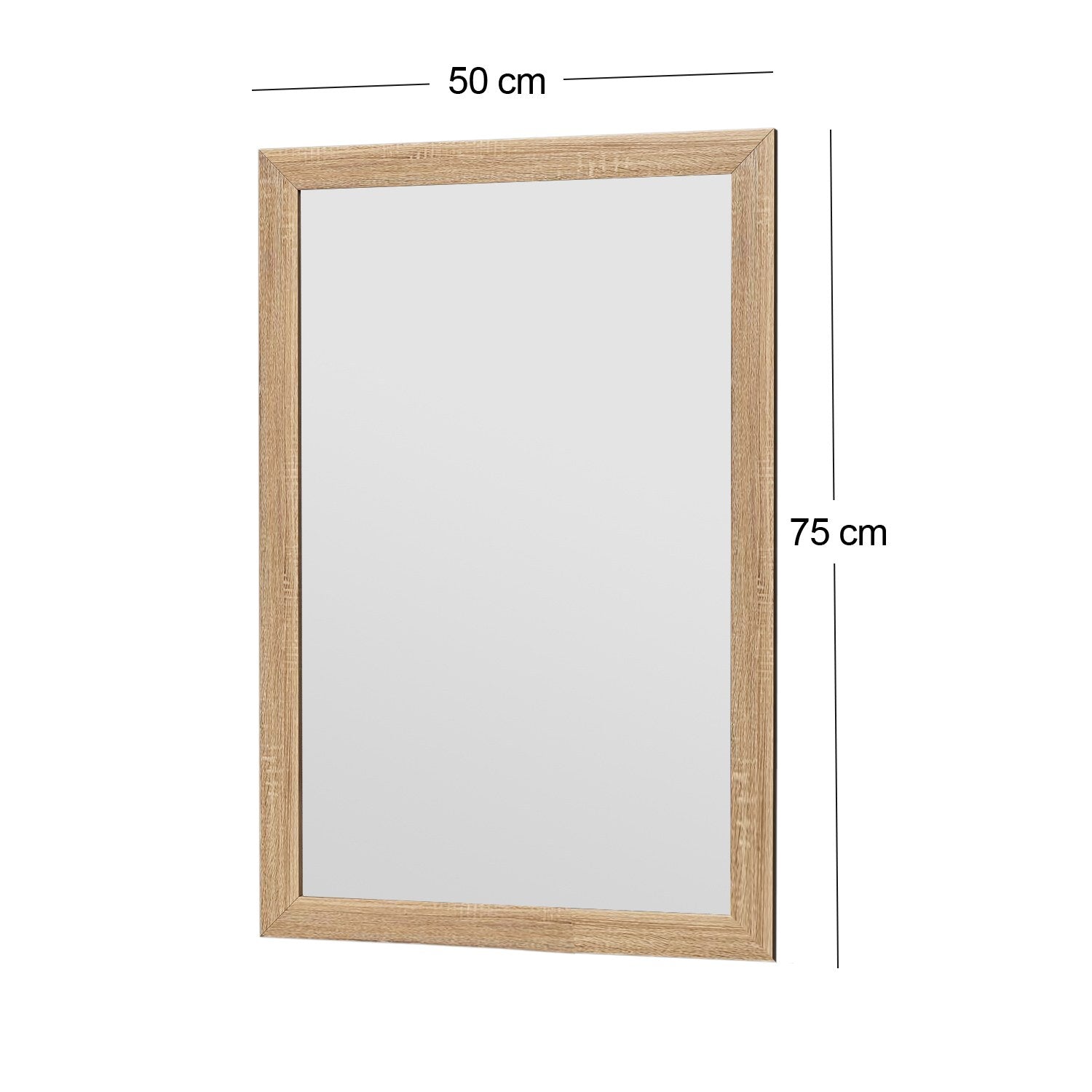Espelho de Cômoda Elegante, 50 x 75 cm, 100% MDF, Flotal-E Ecológico, Montável na Parede, Cor Natural | Perfeito para Quartos e Closets Modernos