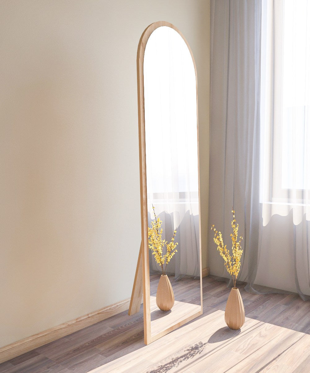 Espelho de parede elegante, 50 x 160 cm, 100% MDF, design ecológico Flotal-E, cor natural | Perfeito para decoração de casa e espaços modernos