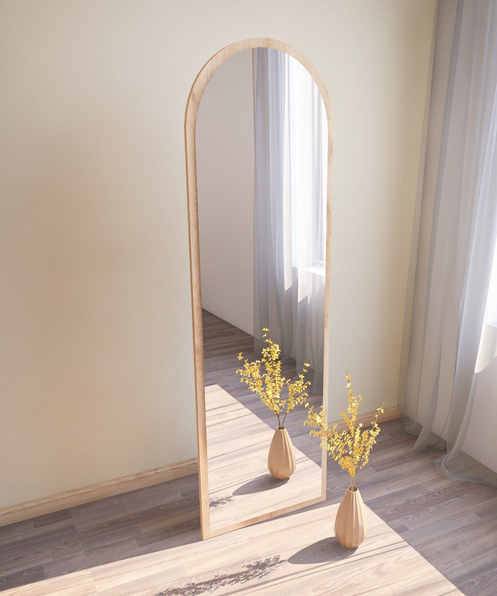 Espelho de parede elegante, 50 x 160 cm, 100% MDF, design ecológico Flotal-E, cor natural | Perfeito para decoração de casa e espaços modernos