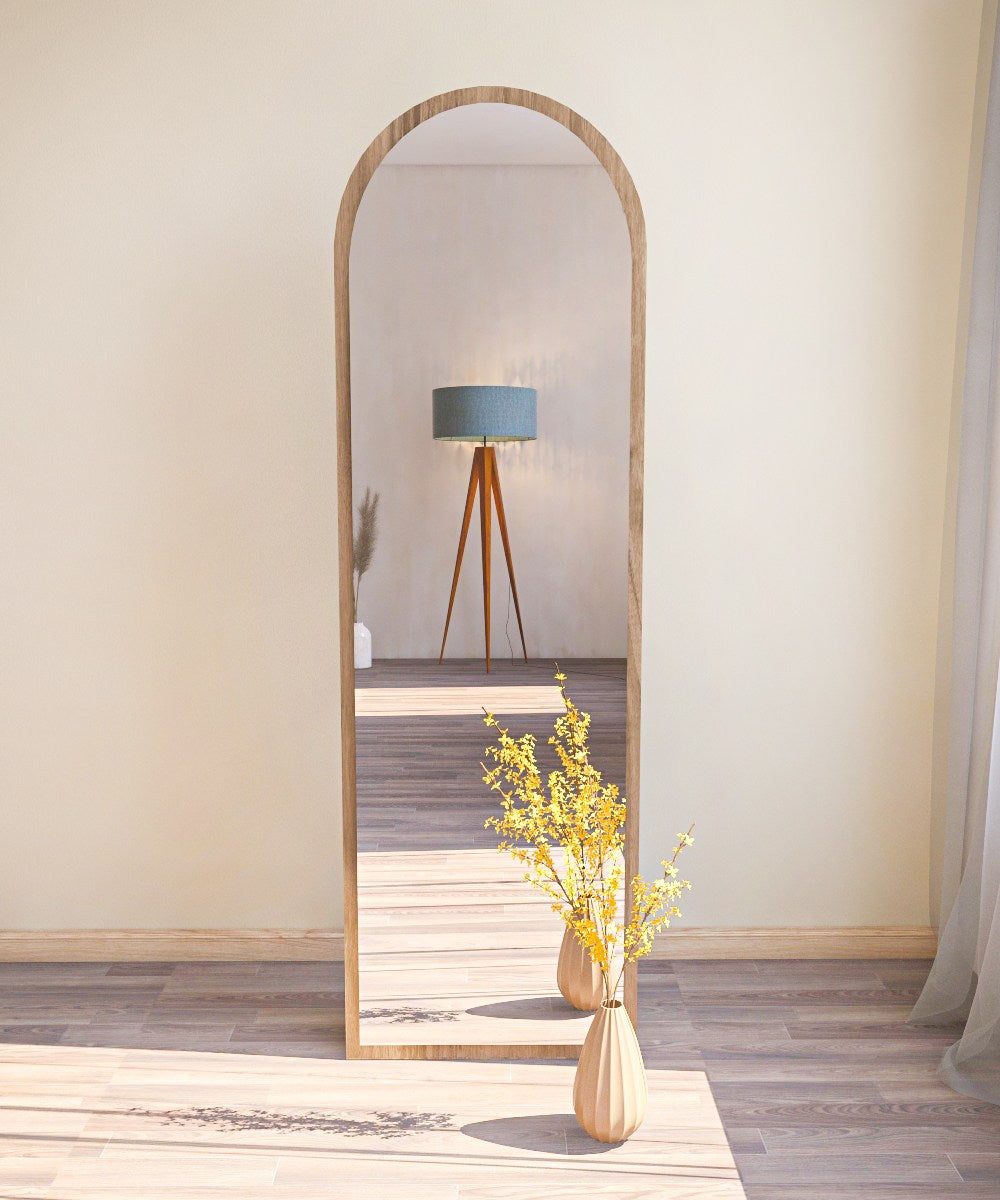 Espelho de parede elegante em nogueira, 50 x 160 x 2,2 cm | 100% MDF, Flotal-E ecológico | Decoração elegante para casa, perfeito para sala de estar e hall de entrada