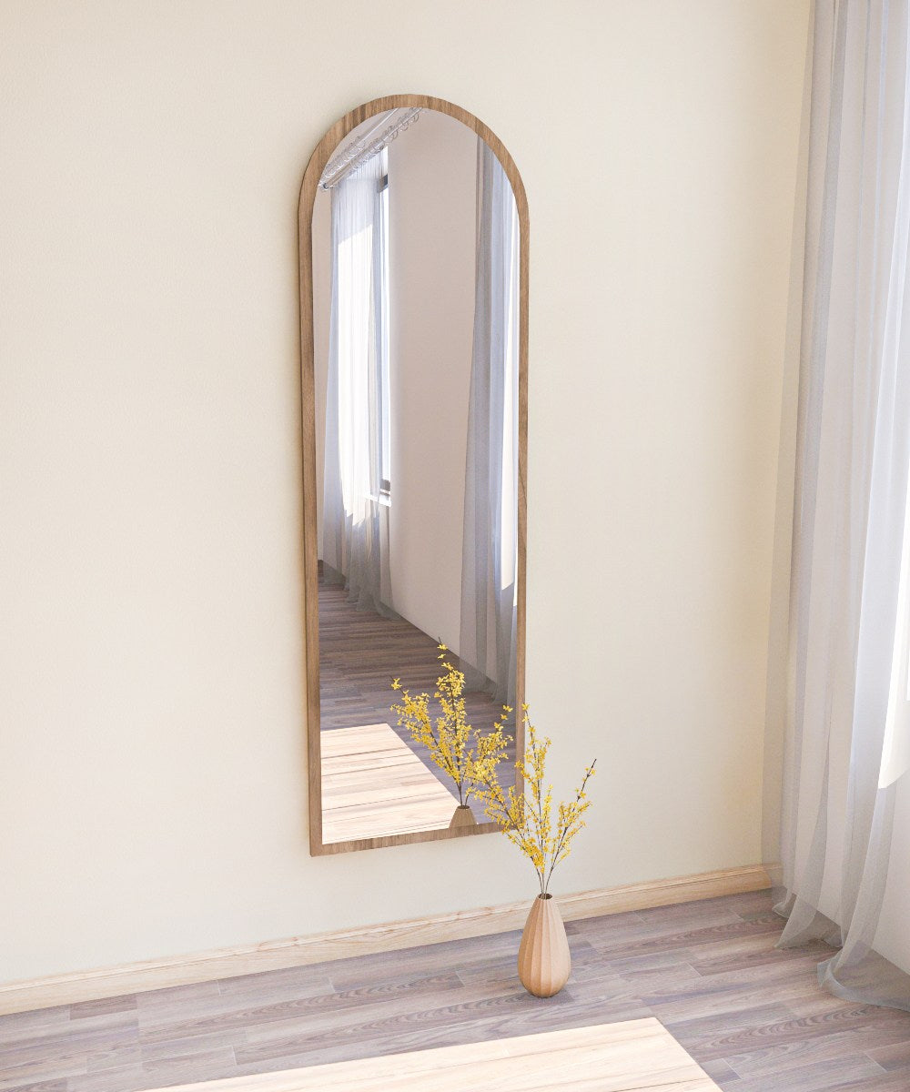 Espelho de parede elegante em nogueira, 50 x 160 x 2,2 cm | 100% MDF, Flotal-E ecológico | Decoração elegante para casa, perfeito para sala de estar e hall de entrada
