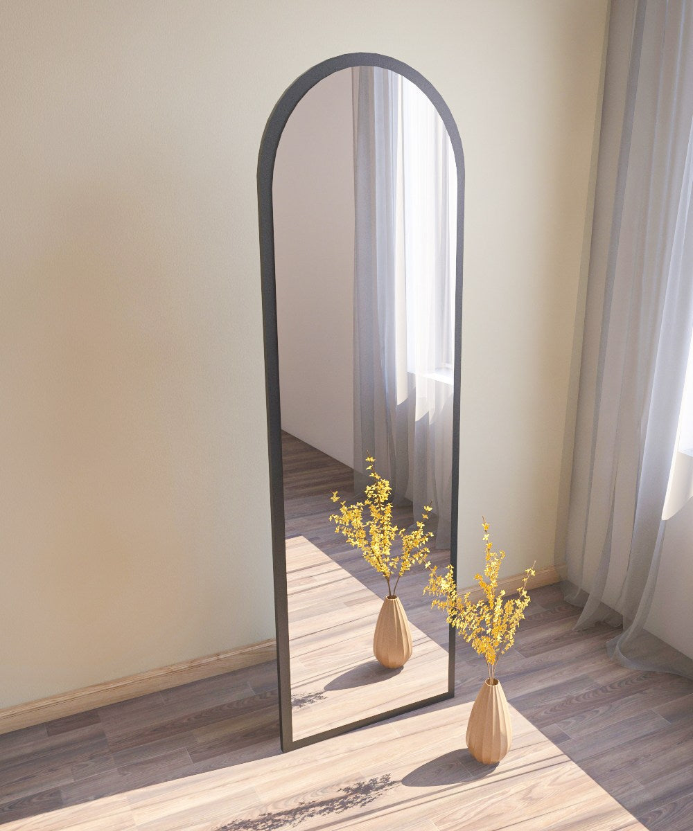 Espelho de parede elegante preto, 50 x 160 cm | 100% MDF, design ecológico Flotal-E | Perfeito para decoração moderna e espaços elegantes