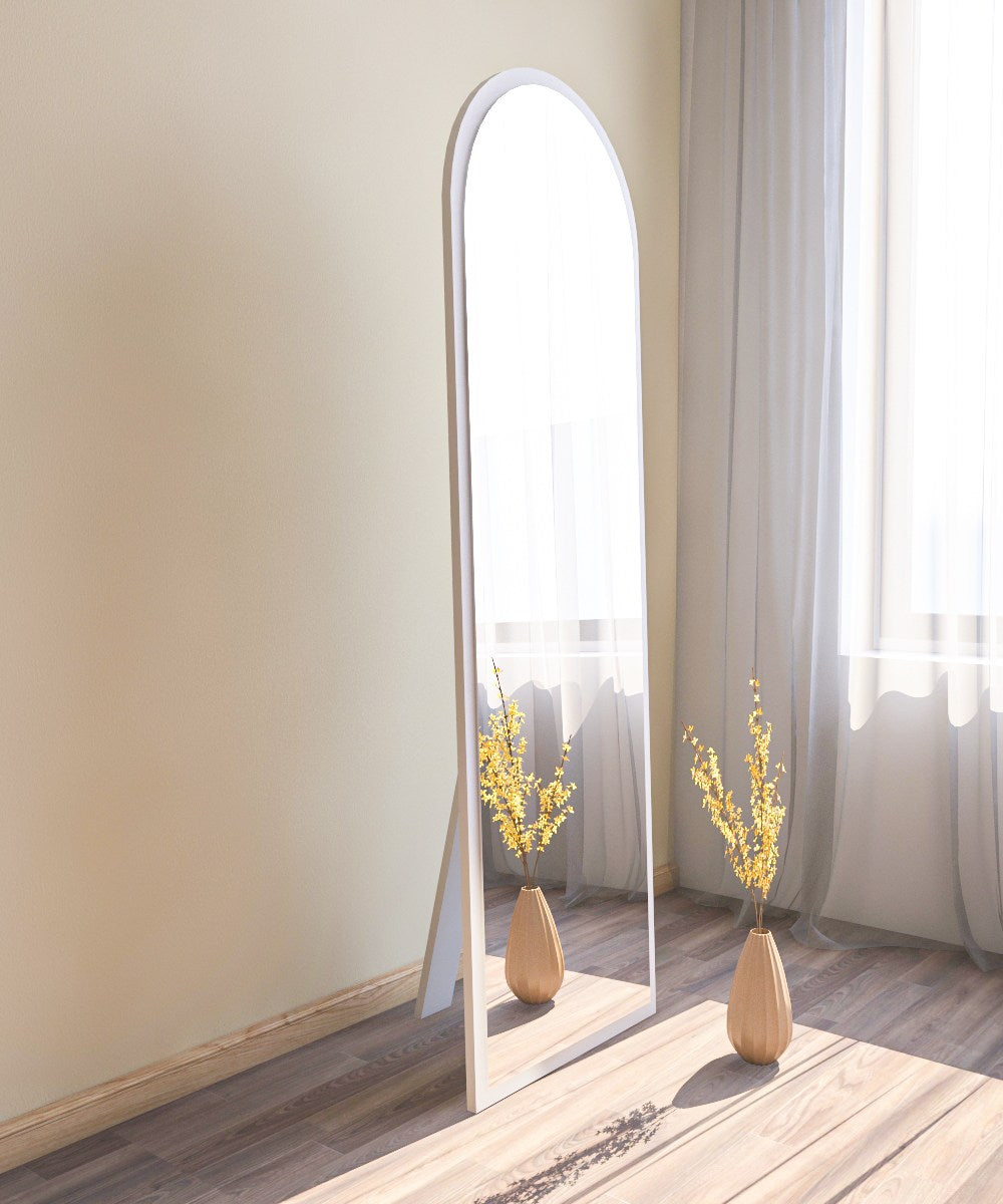 Espelho de parede elegante, 50 x 160 cm, 100% MDF, design ecológico Flotal-E, acabamento branco elegante | Perfeito para decoração e espaços modernos