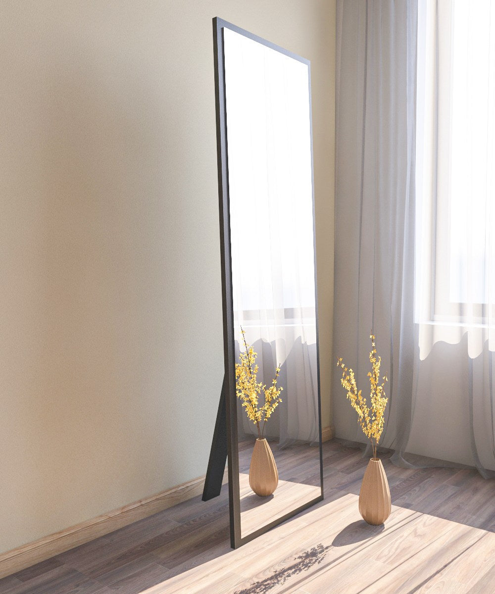 Espelho de chão elegante, 50 cm x 160 cm, preto | 100% MDF, Flotal-E ecológico | Design de parede para decoração moderna