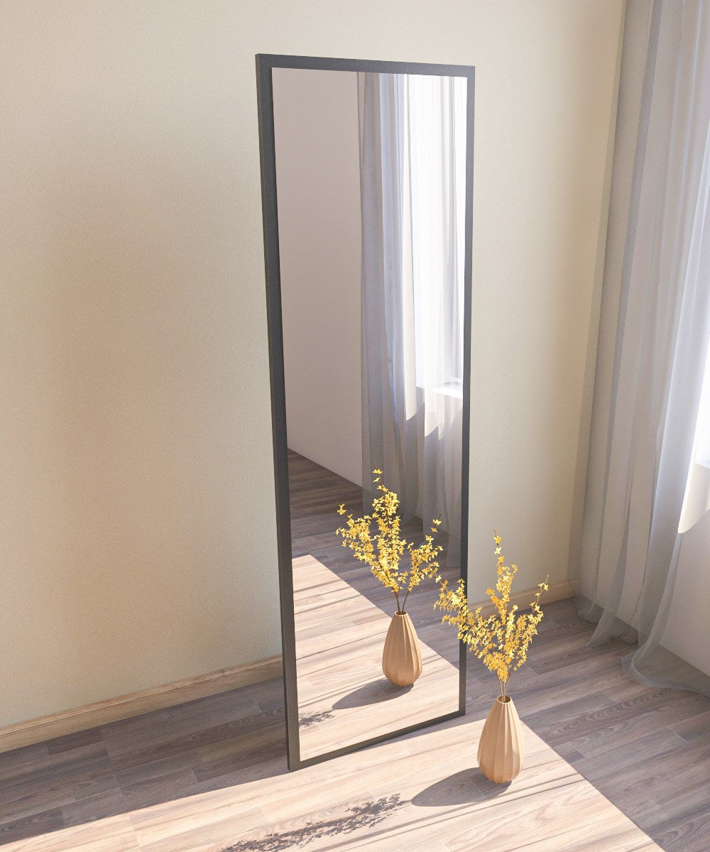 Espelho de chão elegante, 50 cm x 160 cm, preto | 100% MDF, Flotal-E ecológico | Design de parede para decoração moderna