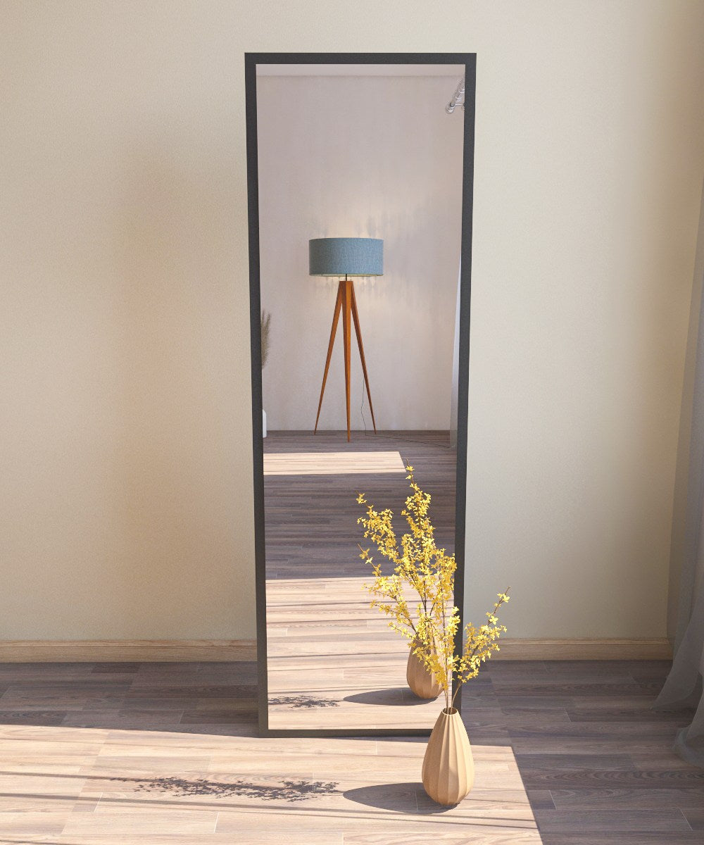 Espelho de chão elegante, 50 cm x 160 cm, preto | 100% MDF, Flotal-E ecológico | Design de parede para decoração moderna