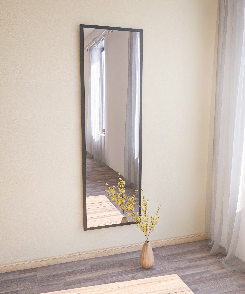 Espelho de chão elegante, 50 cm x 160 cm, preto | 100% MDF, Flotal-E ecológico | Design de parede para decoração moderna