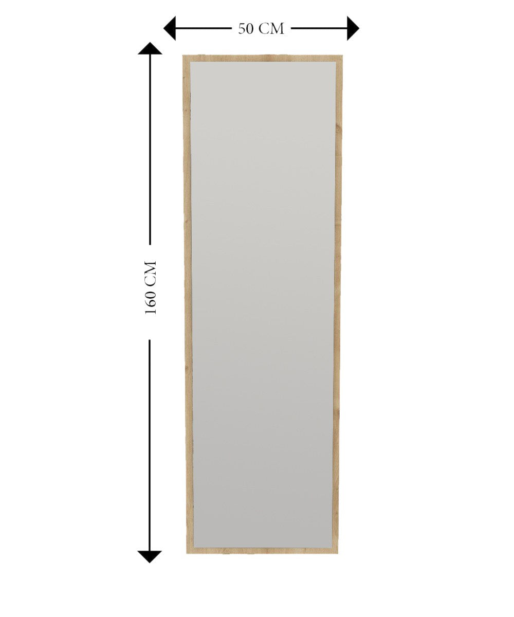 Espelho de chão elegante, 50 cm x 160 cm, 100% MDF, Flotal-E ecológico, para montagem na parede, cor natural | Perfeito para decoração de casa e closets