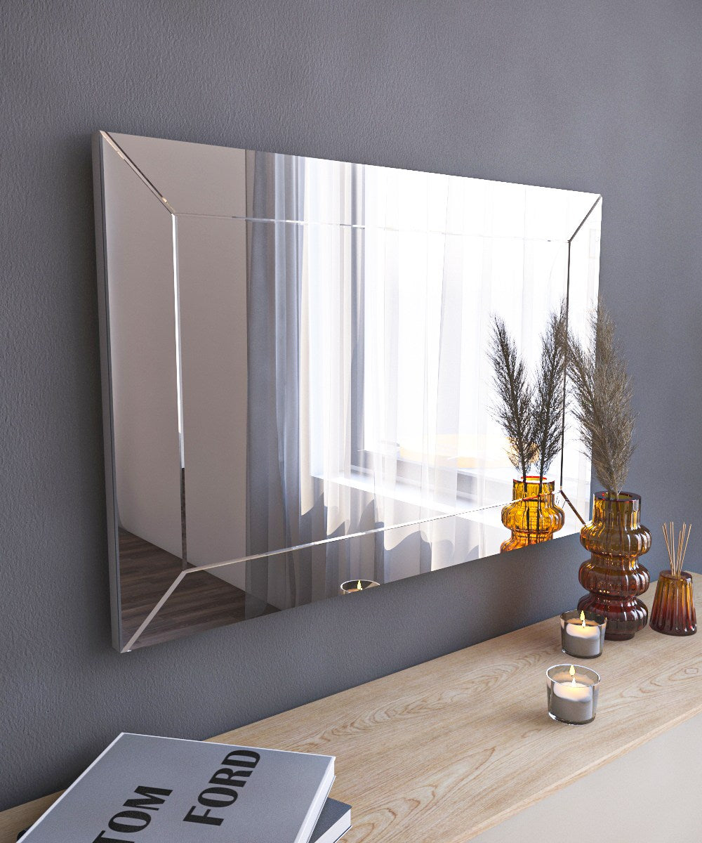 Espelho de cômoda elegante, 50 x 75 cm, branco | 100% MDF, Flotal-E ecológico | Design de parede, perfeito para quartos e closets modernos