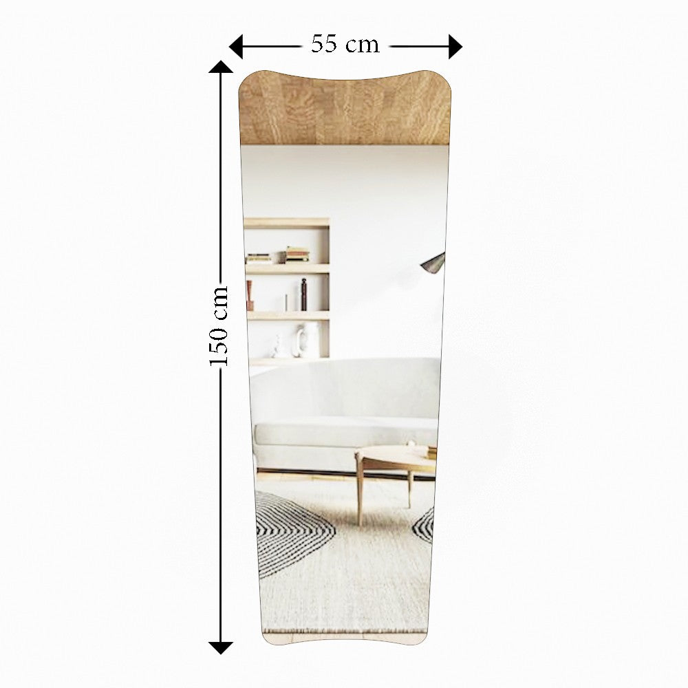Espelho Cheval elegante, 55 cm x 150 cm, 100% MDF, espelho ecológico Flotal-E, para montagem na parede, design elegante transparente e preto para espaços modernos