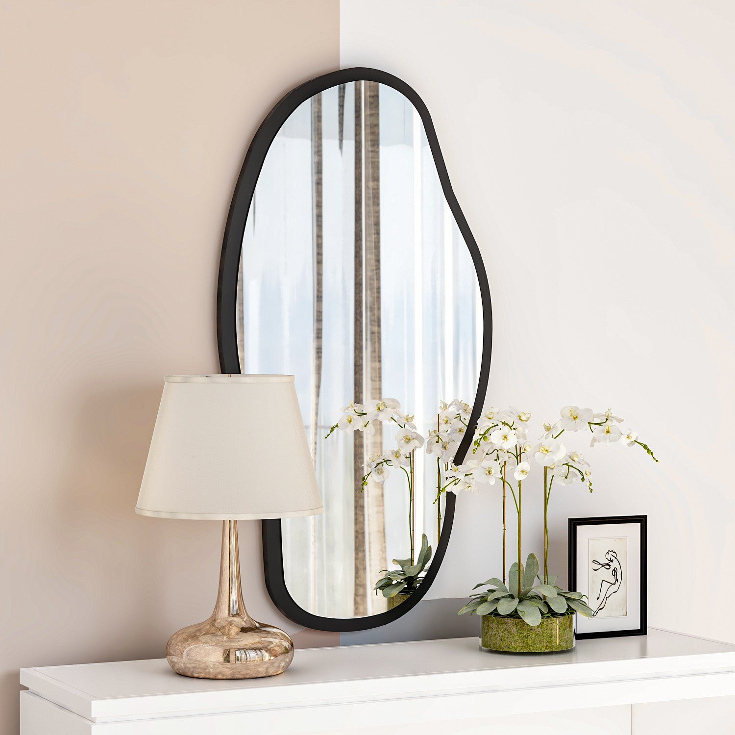 Espelho de parede elegante, 45 x 85 cm, 100% MDF, design ecológico Flotal-E, acabamento transparente elegante | Perfeito para decoração moderna