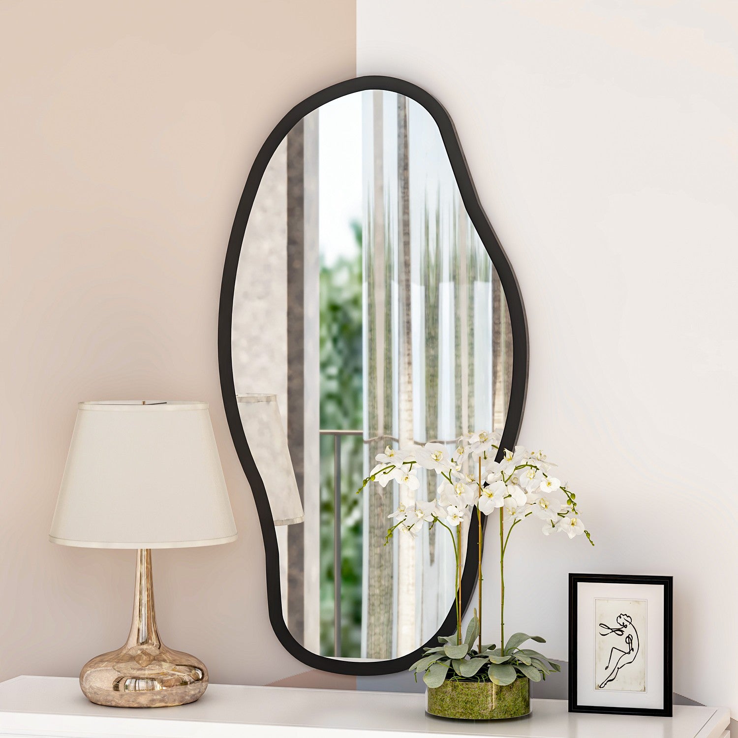 Espelho de parede elegante, 45 x 85 cm, 100% MDF, design ecológico Flotal-E, acabamento transparente elegante | Perfeito para decoração moderna