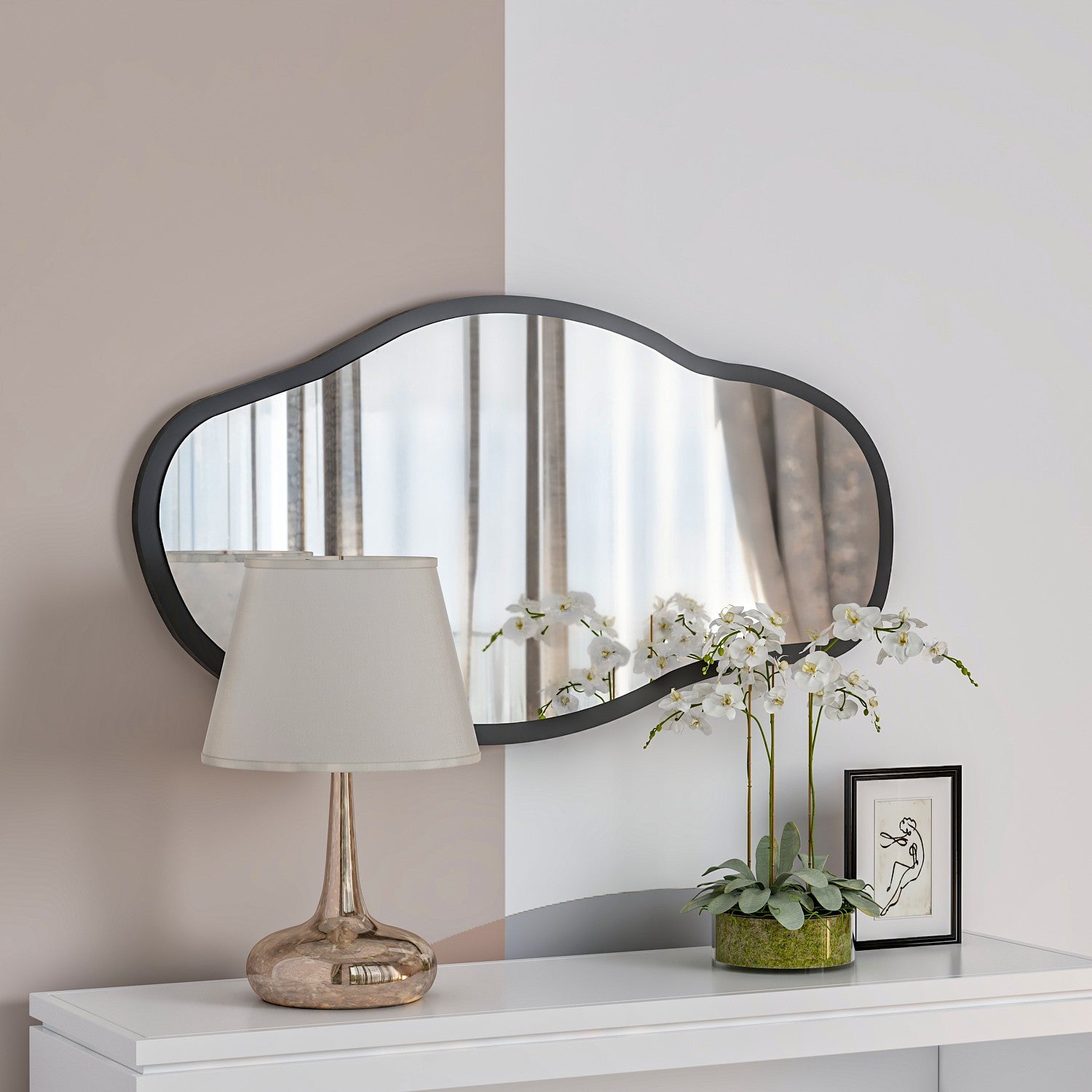 Espelho de parede elegante, 45 x 85 cm, 100% MDF, design ecológico Flotal-E, acabamento transparente elegante | Perfeito para decoração moderna