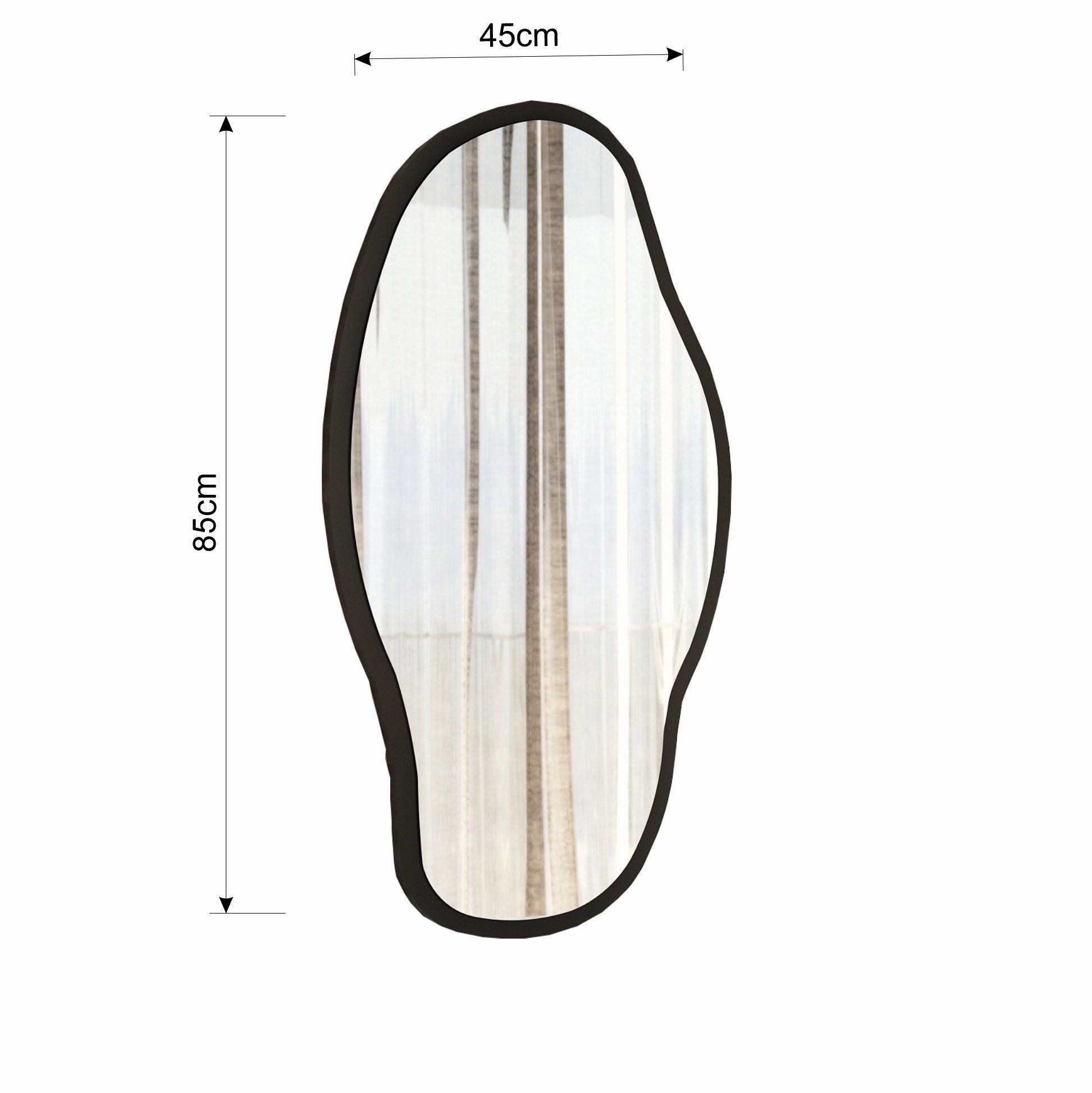 Espelho de parede elegante, 45 x 85 cm, 100% MDF, design ecológico Flotal-E, acabamento transparente elegante | Perfeito para decoração moderna