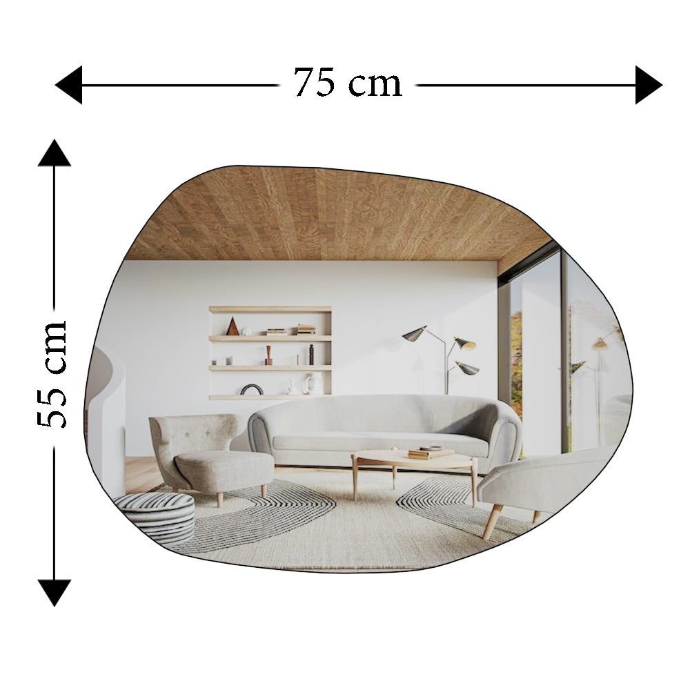 Espelho de Parede Elegante, 55 x 75 cm, 100% MDF, Design Ecológico Flotal-E, Acabamento Transparente | Perfeito para Decoração e Espaços Modernos