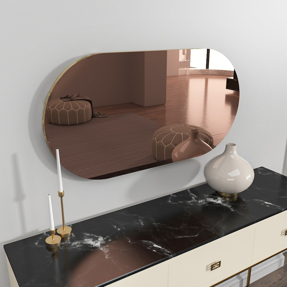 Espelho de parede elegante, 45 x 85 cm, bronze e dourado | 100% MDF, design ecológico Flotal-E | Perfeito para decoração moderna de casas e entradas