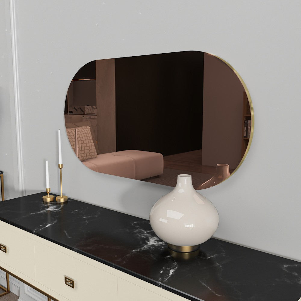 Espelho de parede elegante, 45 x 85 cm, bronze e dourado | 100% MDF, design ecológico Flotal-E | Perfeito para decoração moderna de casas e entradas
