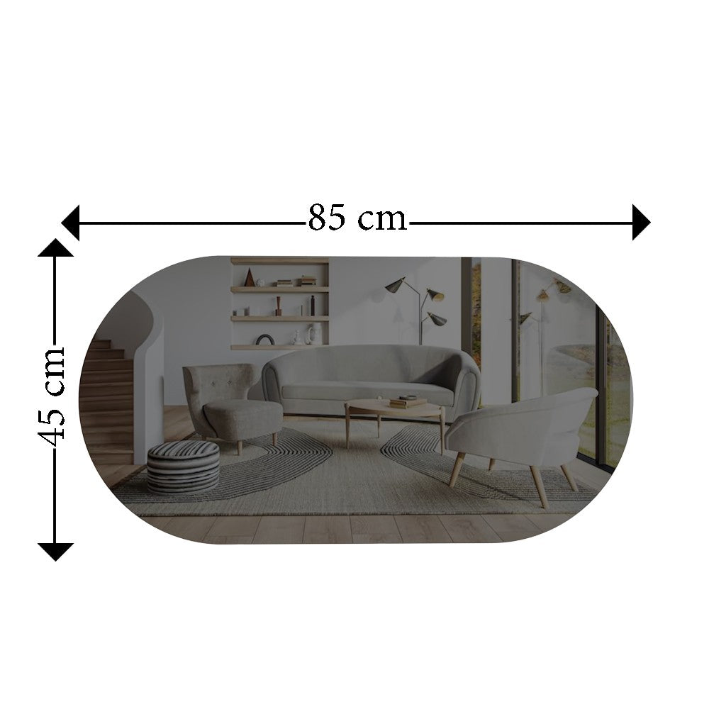 Espelho de parede elegante, cinza escuro e dourado, 45 x 85 x 2,2 cm | 100% MDF, design ecológico Flotal-E | Perfeito para decoração moderna