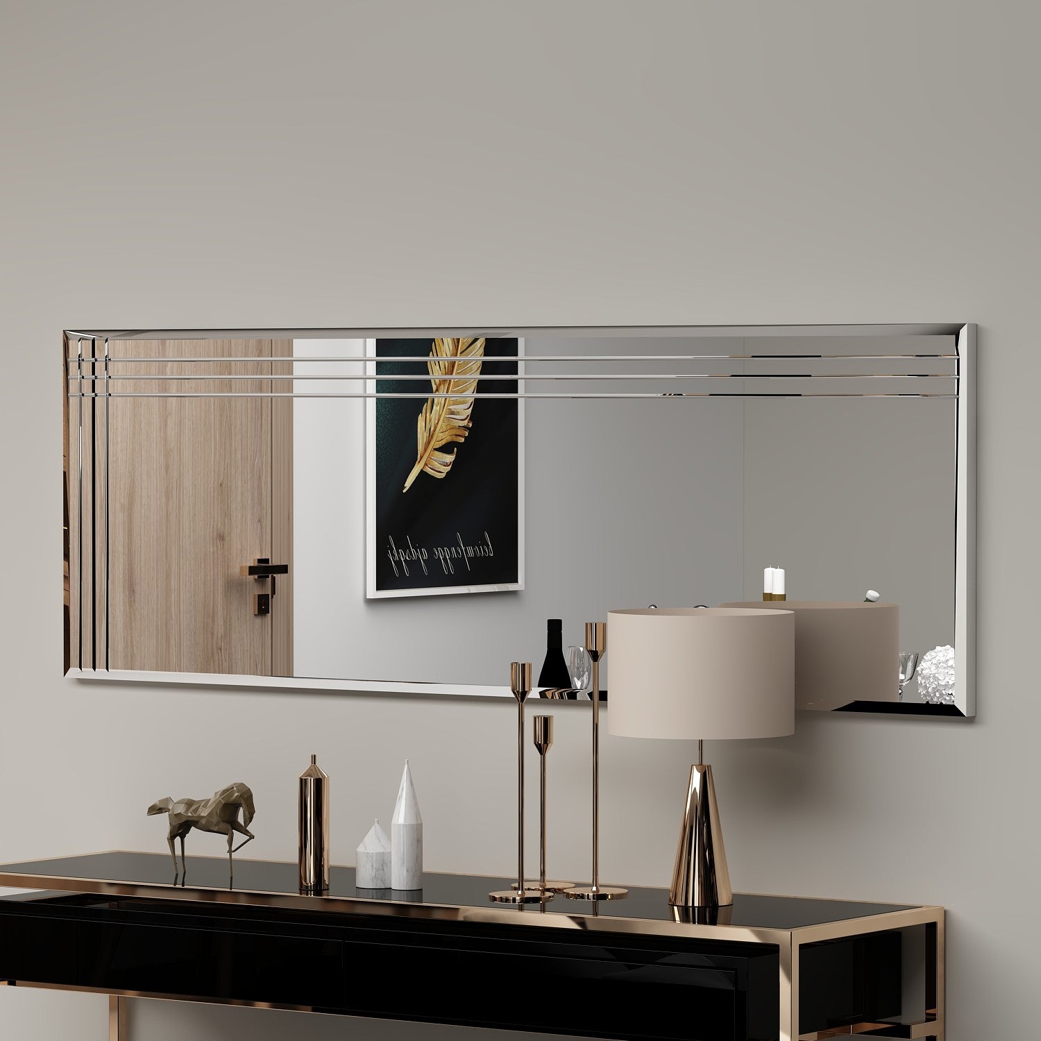 Espelho de parede elegante, 40 x 120 cm, 100% MDF, design ecológico Flotal-E, acabamento transparente elegante | Perfeito para decoração moderna
