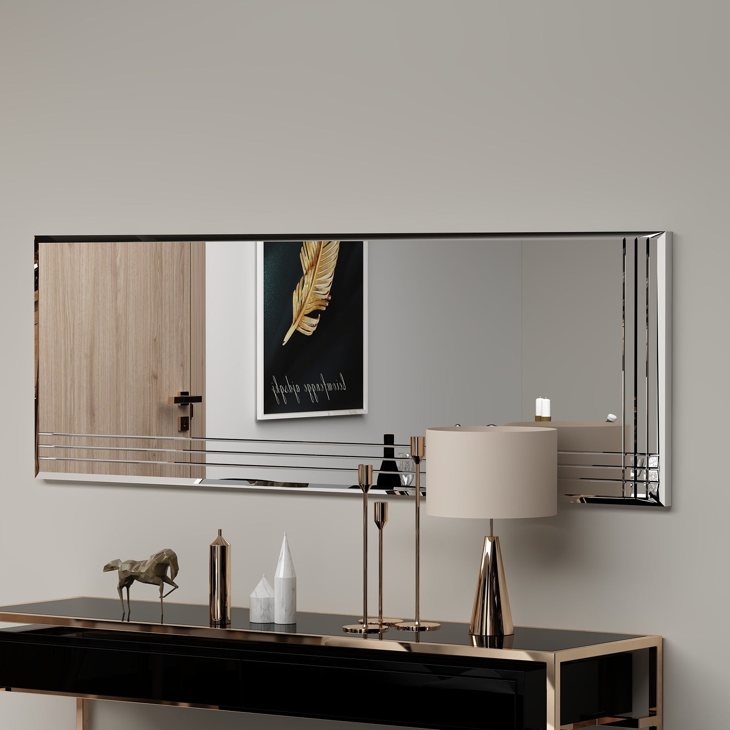 Espelho de parede elegante, 40 x 120 cm, 100% MDF, design ecológico Flotal-E, acabamento transparente elegante | Perfeito para decoração moderna