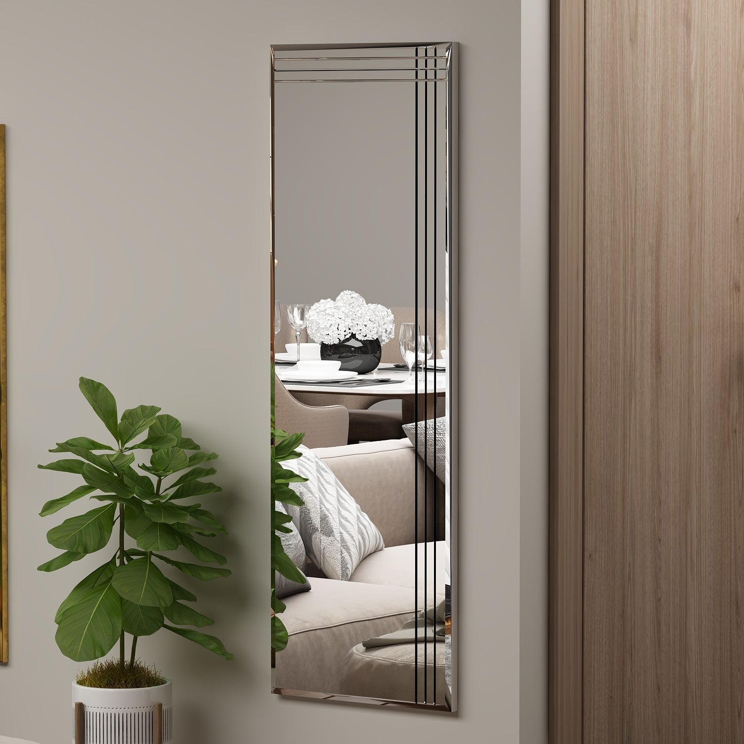 Espelho de parede elegante, 40 x 120 cm, 100% MDF, design ecológico Flotal-E, acabamento transparente elegante | Perfeito para decoração moderna