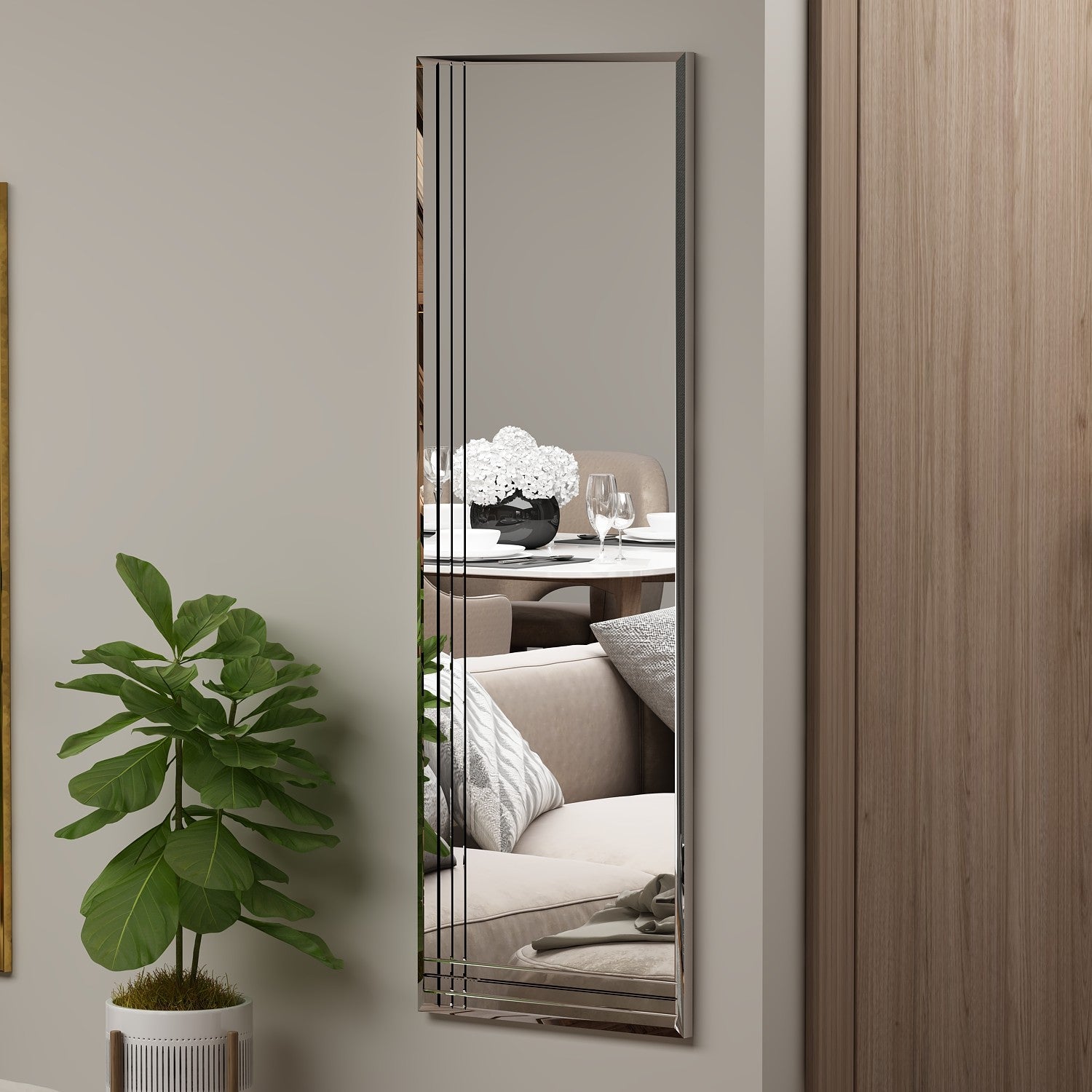 Espelho de parede elegante, 40 x 120 cm, 100% MDF, design ecológico Flotal-E, acabamento transparente elegante | Perfeito para decoração moderna