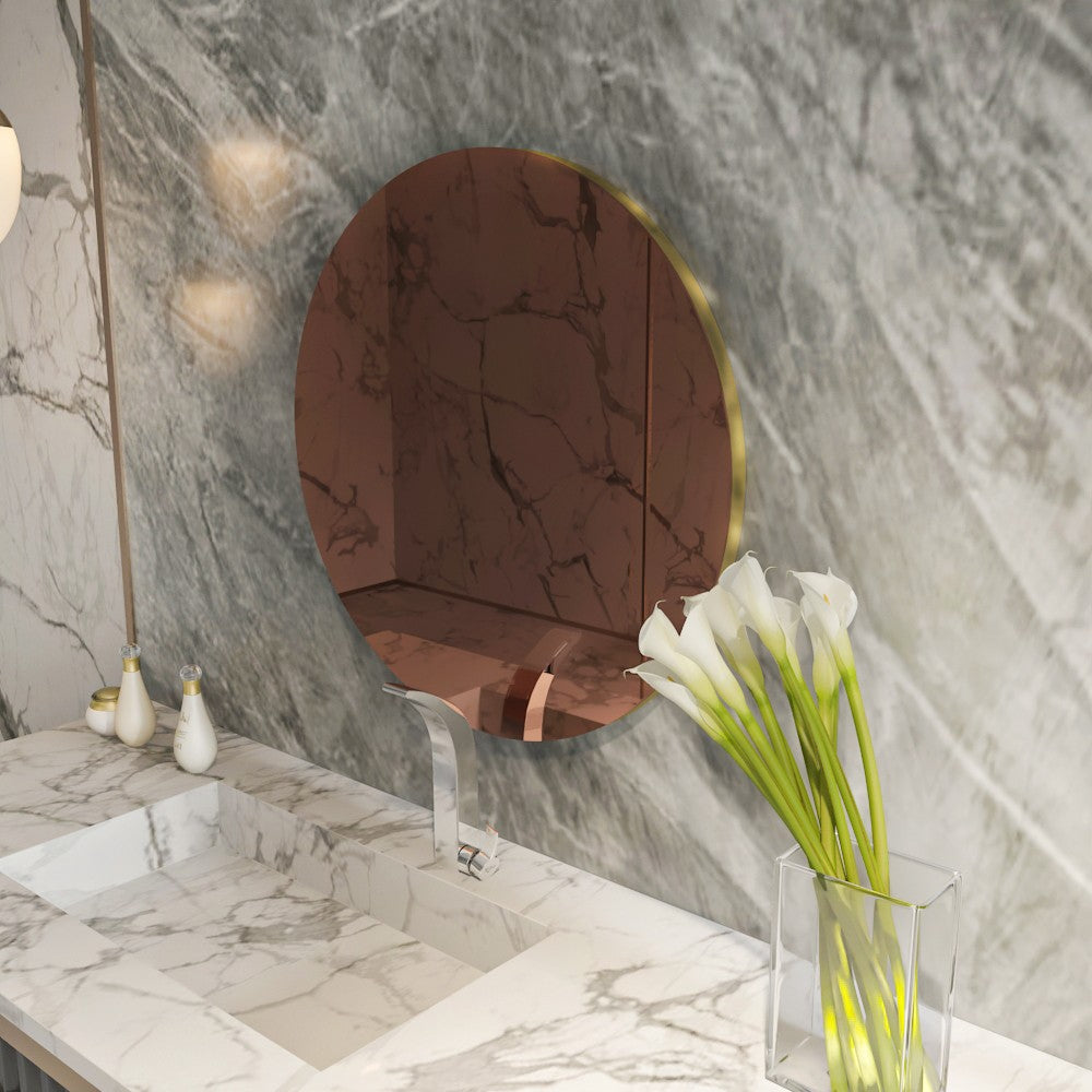 Espelho de parede elegante em bronze e ouro, 70 x 70 x 2,2 cm | 100% MDF, Flotal-E ecológico | Perfeito para decoração moderna e interiores elegantes