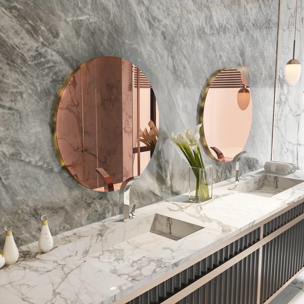 Espelho de parede elegante em bronze e ouro, 70 x 70 x 2,2 cm | 100% MDF, Flotal-E ecológico | Perfeito para decoração moderna e interiores elegantes