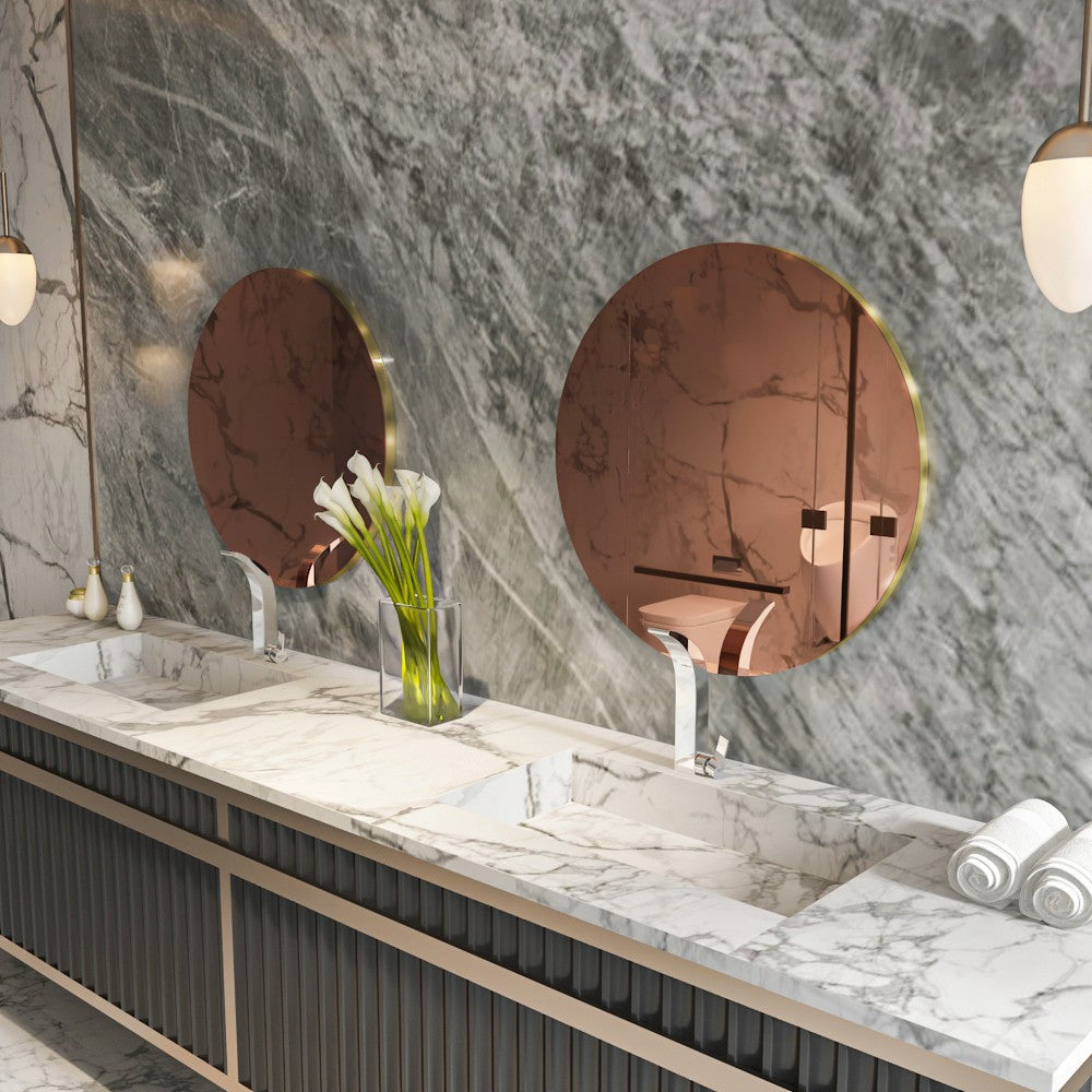Espelho de parede elegante em bronze e ouro, 70 x 70 x 2,2 cm | 100% MDF, Flotal-E ecológico | Perfeito para decoração moderna e interiores elegantes
