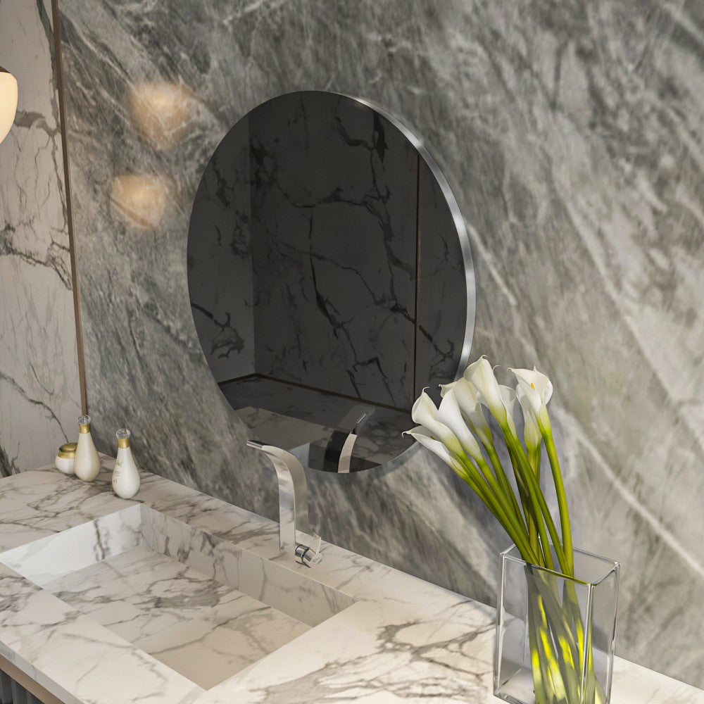 Espelho de parede elegante, 70 cm x 70 cm, cinza escuro e prata | 100% MDF, design ecológico Flotal-E | Perfeito para decoração moderna