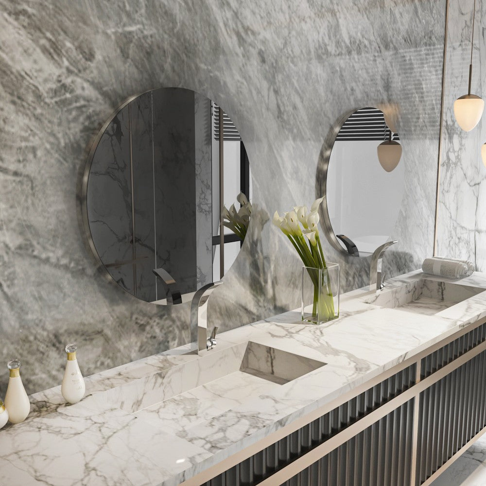 Espelho de parede elegante, 70 cm x 70 cm, cinza escuro e prata | 100% MDF, design ecológico Flotal-E | Perfeito para decoração moderna