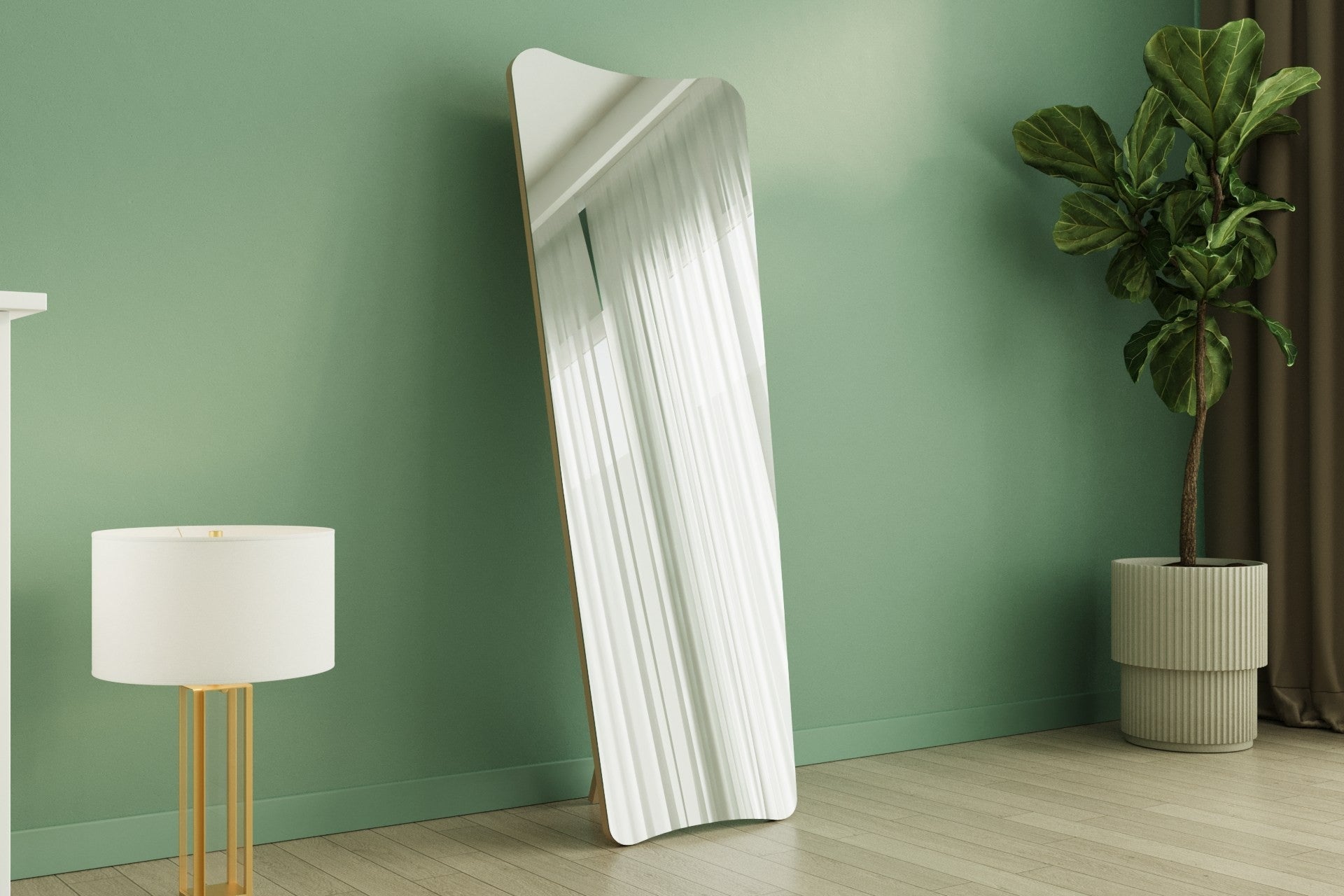 Espelho de parede elegante na cor areia, 55 x 150 x 2,2 cm | 100% MDF, design ecológico Flotal-E | Perfeito para decoração e espaços modernos