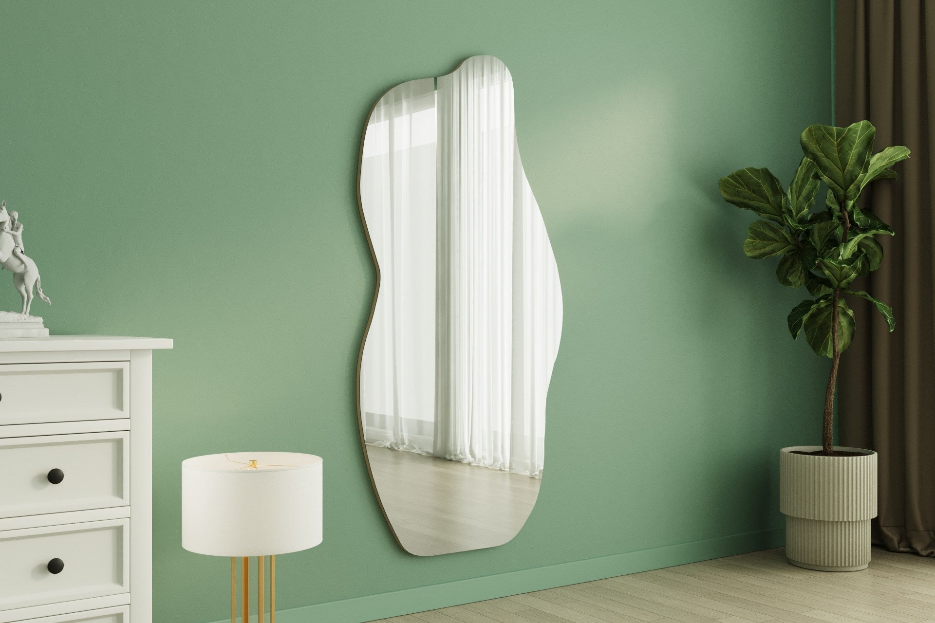 Espelho de parede elegante na cor areia, 70 x 175 x 2,2 cm | 100% MDF, design ecológico Flotal-E | Perfeito para decoração e espaços modernos