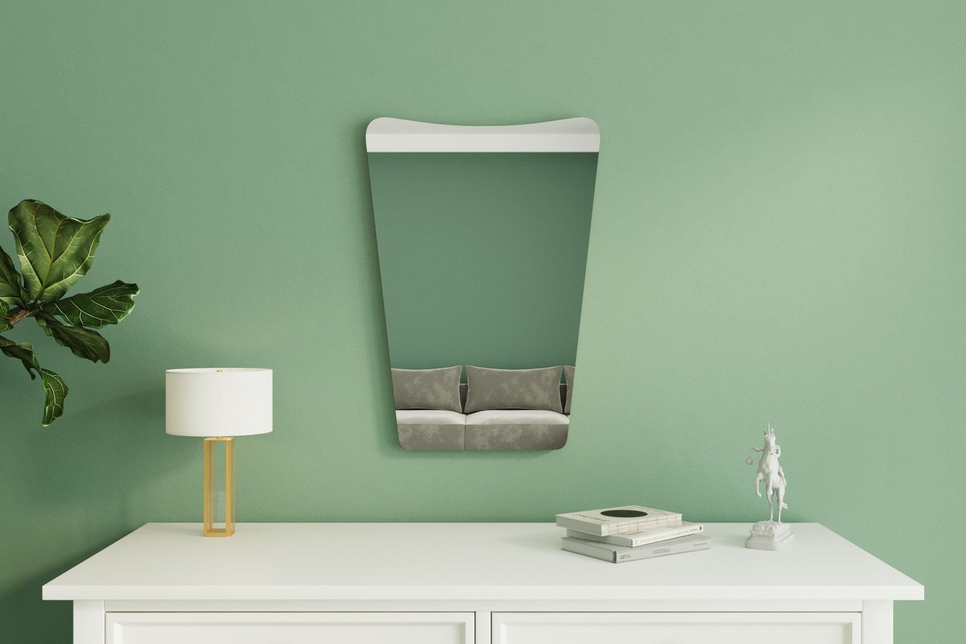 Espelho de parede elegante na cor areia, 50 x 70 cm | 100% MDF, design ecológico Flotal-E | Perfeito para decoração de casa e espaços modernos