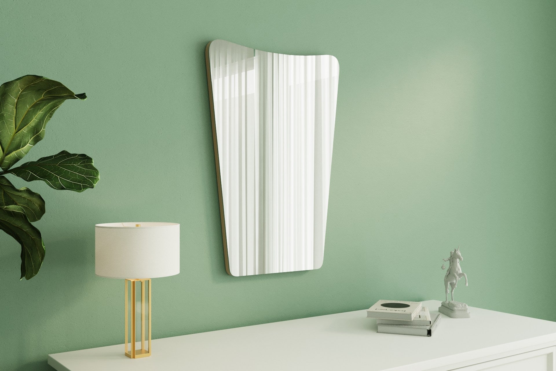 Espelho de parede elegante na cor areia, 50 x 70 cm | 100% MDF, design ecológico Flotal-E | Perfeito para decoração de casa e espaços modernos