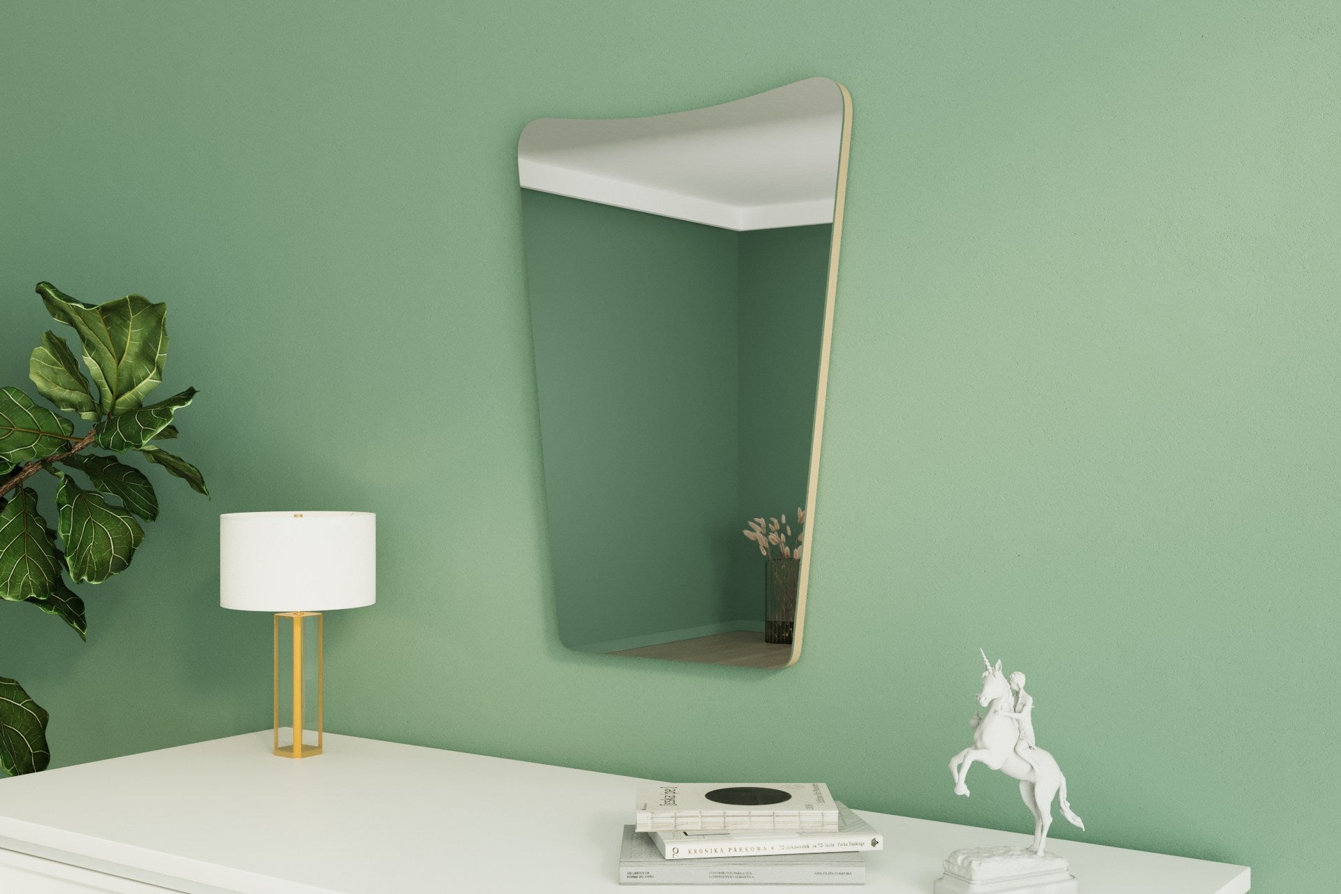 Espelho de parede elegante na cor areia, 50 x 70 cm | 100% MDF, design ecológico Flotal-E | Perfeito para decoração de casa e espaços modernos