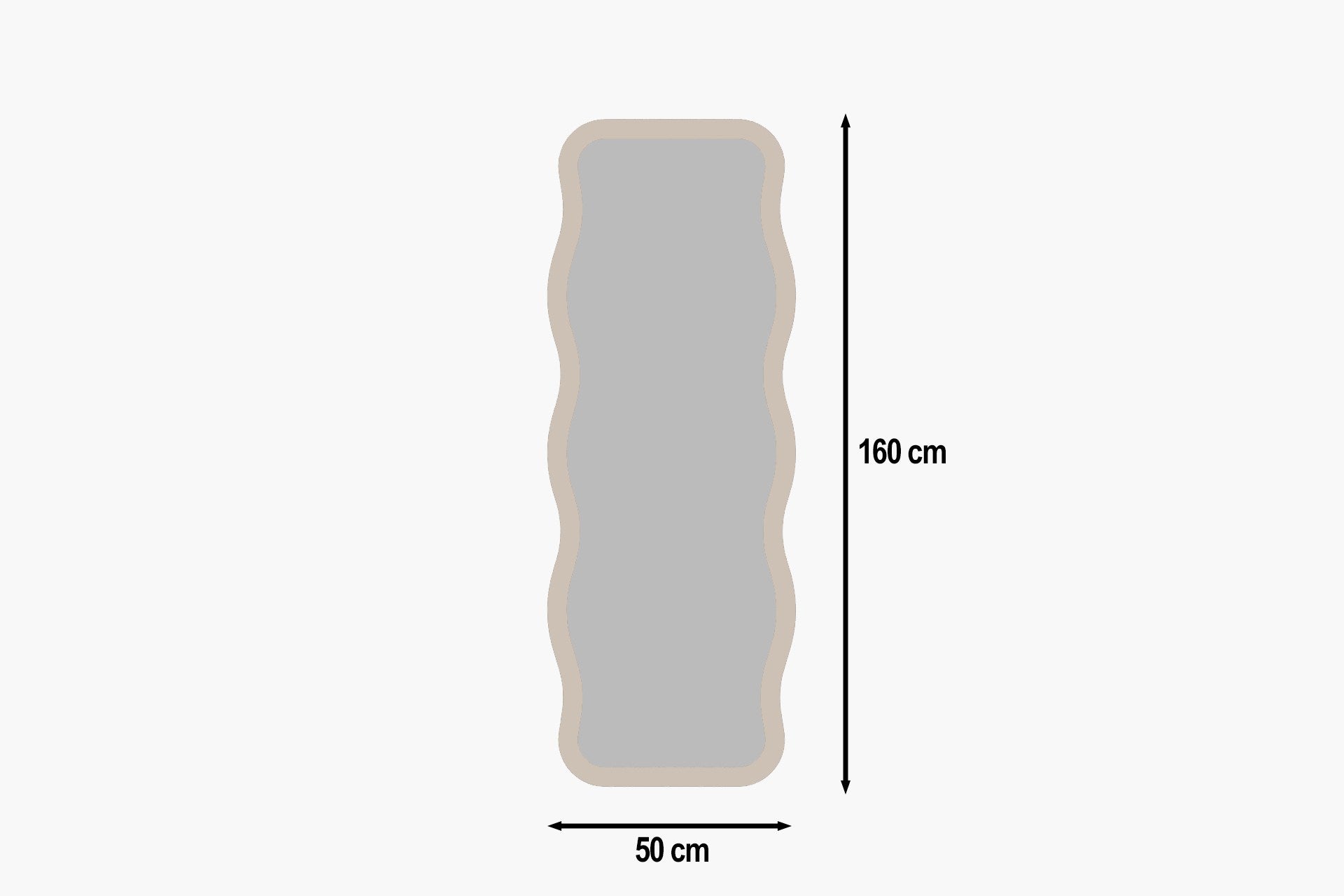 Espelho de parede elegante na cor areia, 50 x 160 x 2,2 cm | 100% MDF, design ecológico Flotal-E | Perfeito para decoração e espaços modernos