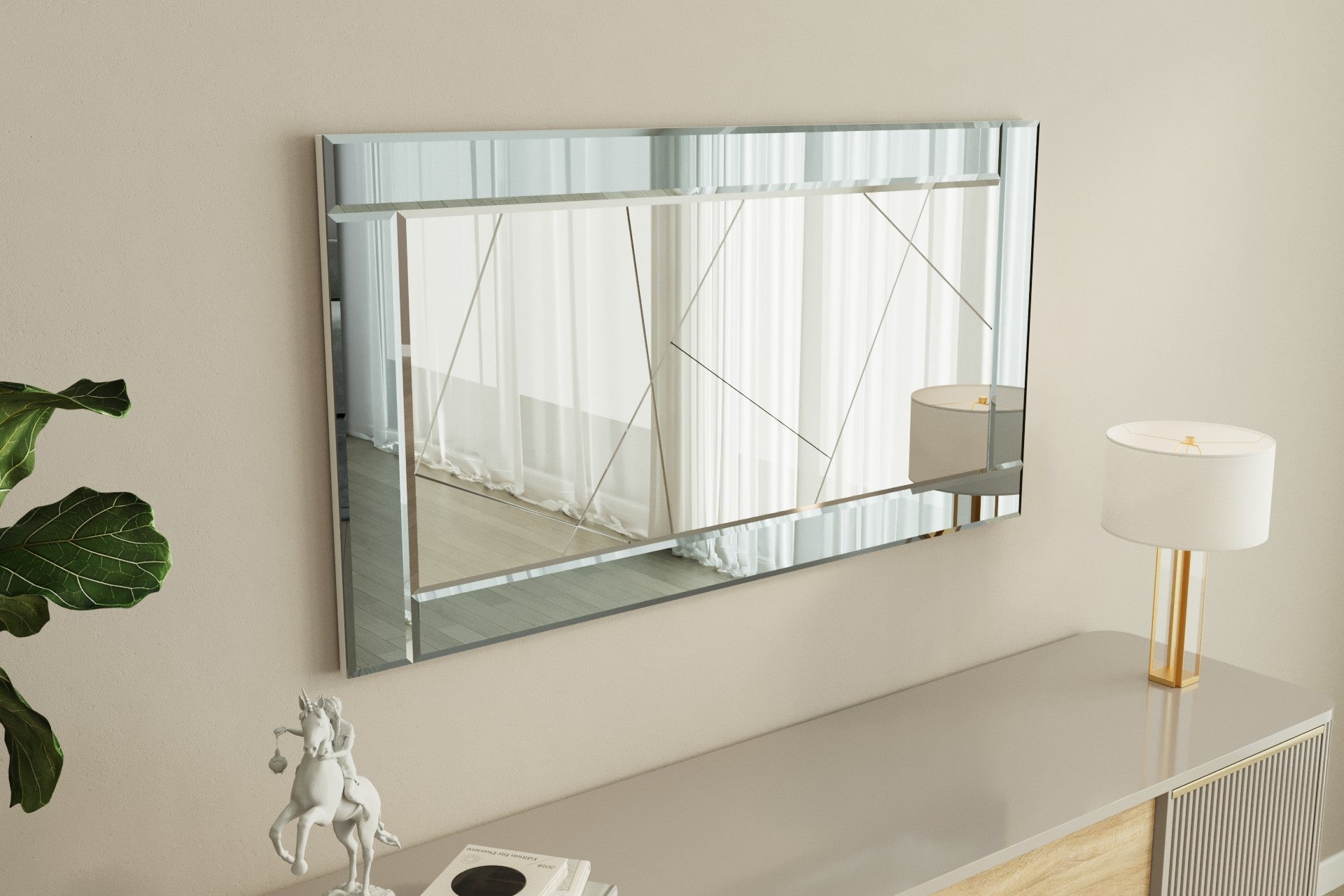 Espelho de parede elegante, 60 x 120 cm, fumê e branco | 100% MDF, design ecológico Flotal-E | Perfeito para decoração e espaços modernos