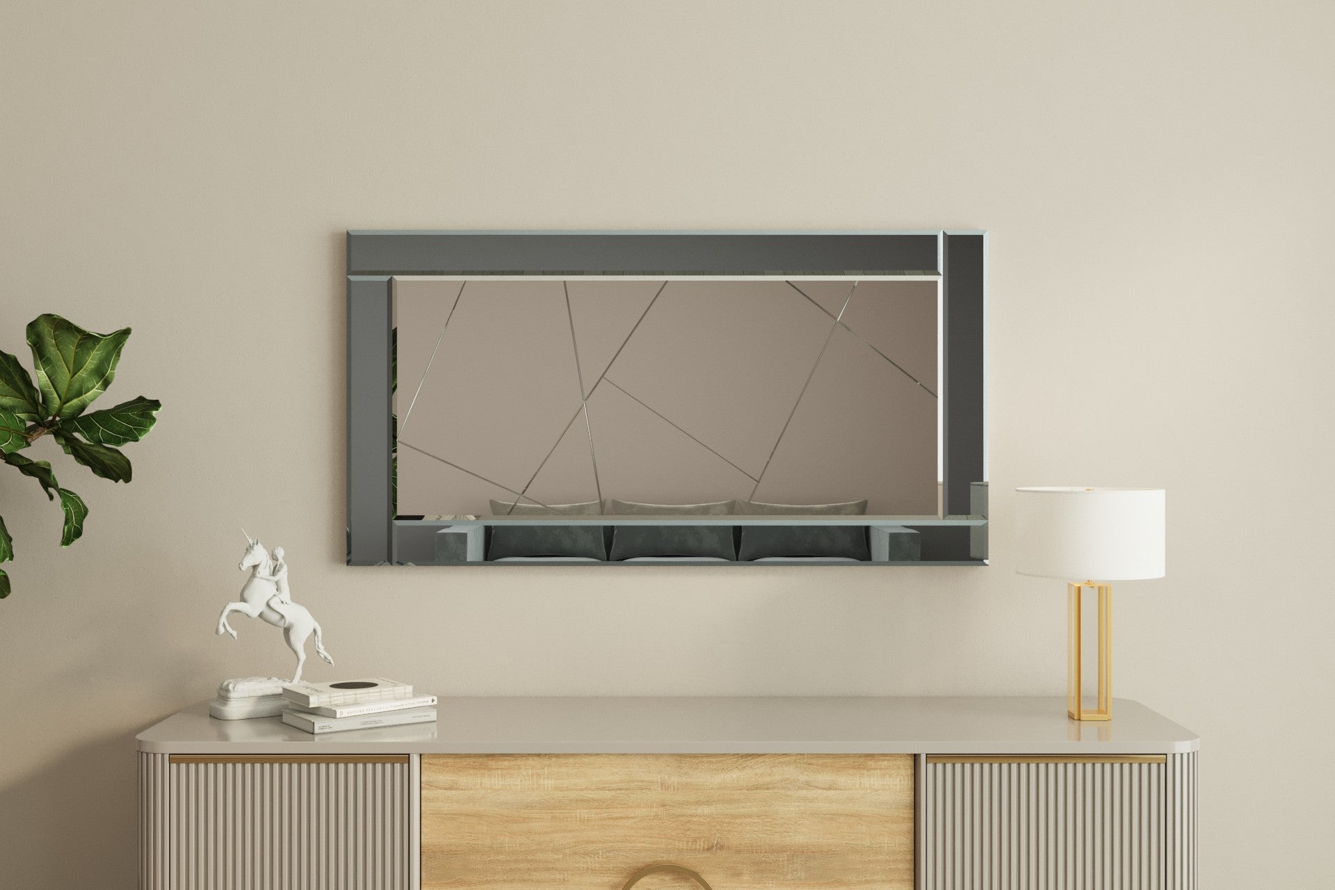Espelho de parede elegante, 60 x 120 cm, fumê e branco | 100% MDF, design ecológico Flotal-E | Perfeito para decoração e espaços modernos