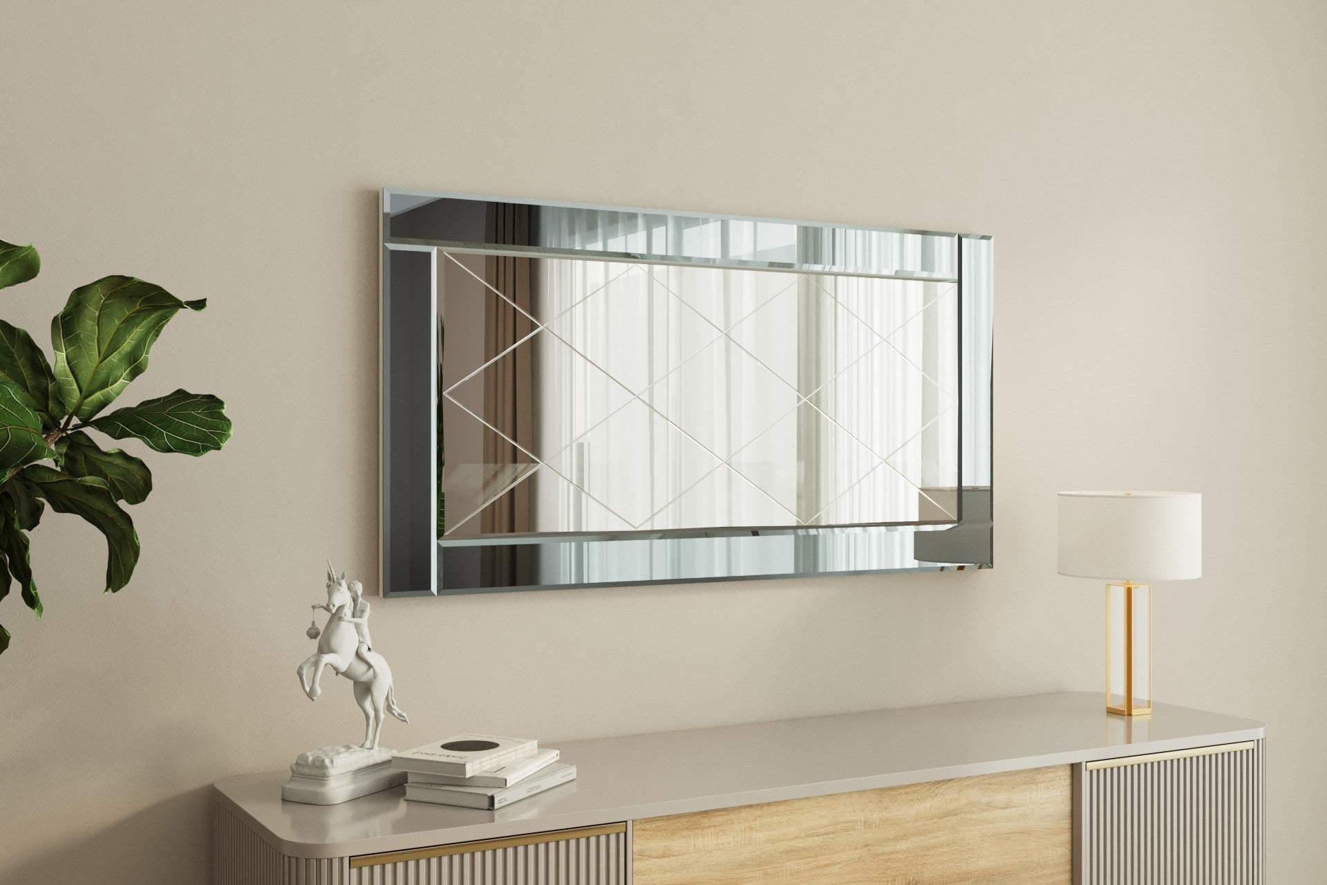 Espelho de parede elegante, 60 x 120 cm, fumê e branco | 100% MDF, design ecológico Flotal-E | Perfeito para decoração e espaços modernos