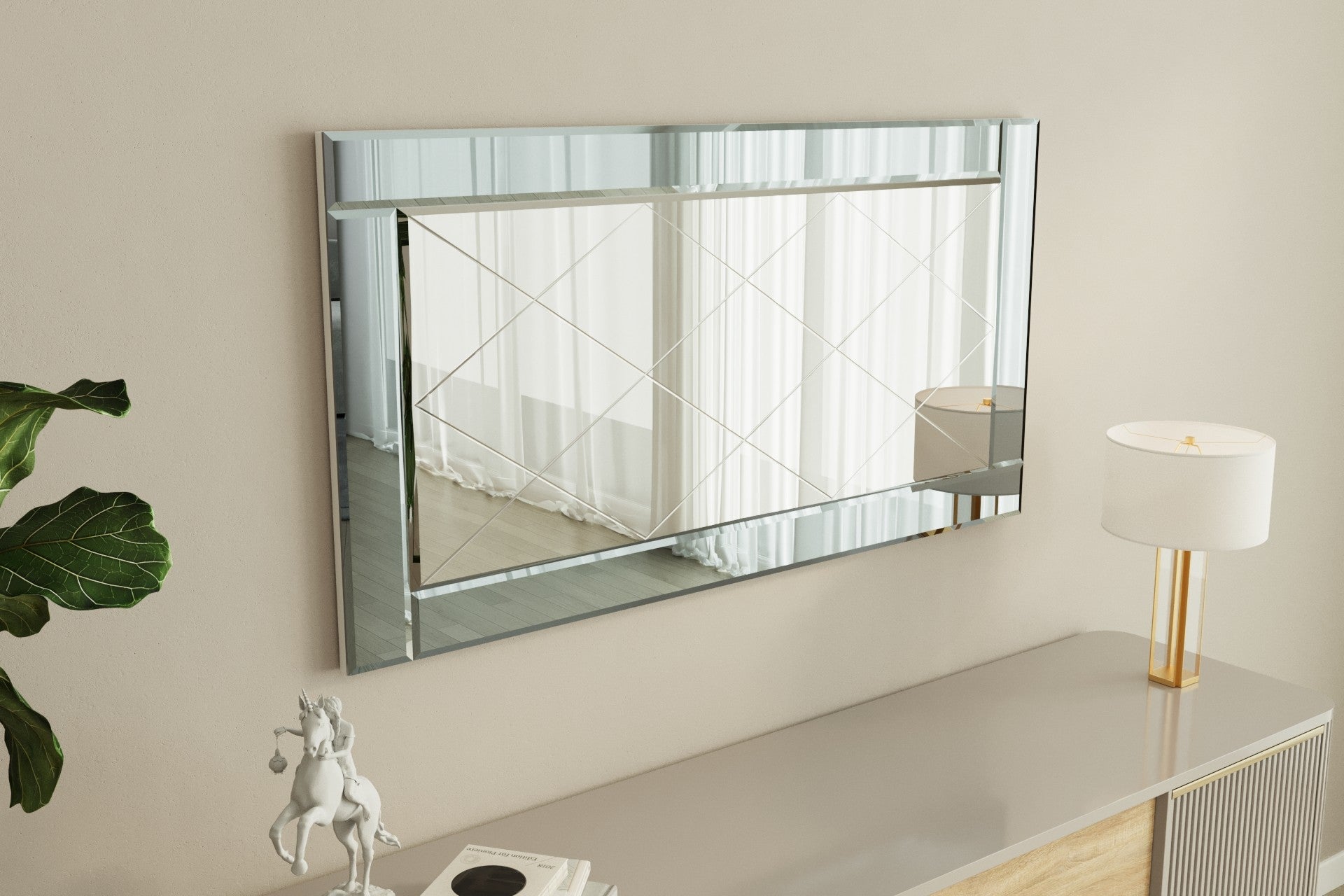 Espelho de parede elegante, 60 x 120 cm, fumê e branco | 100% MDF, design ecológico Flotal-E | Perfeito para decoração e espaços modernos