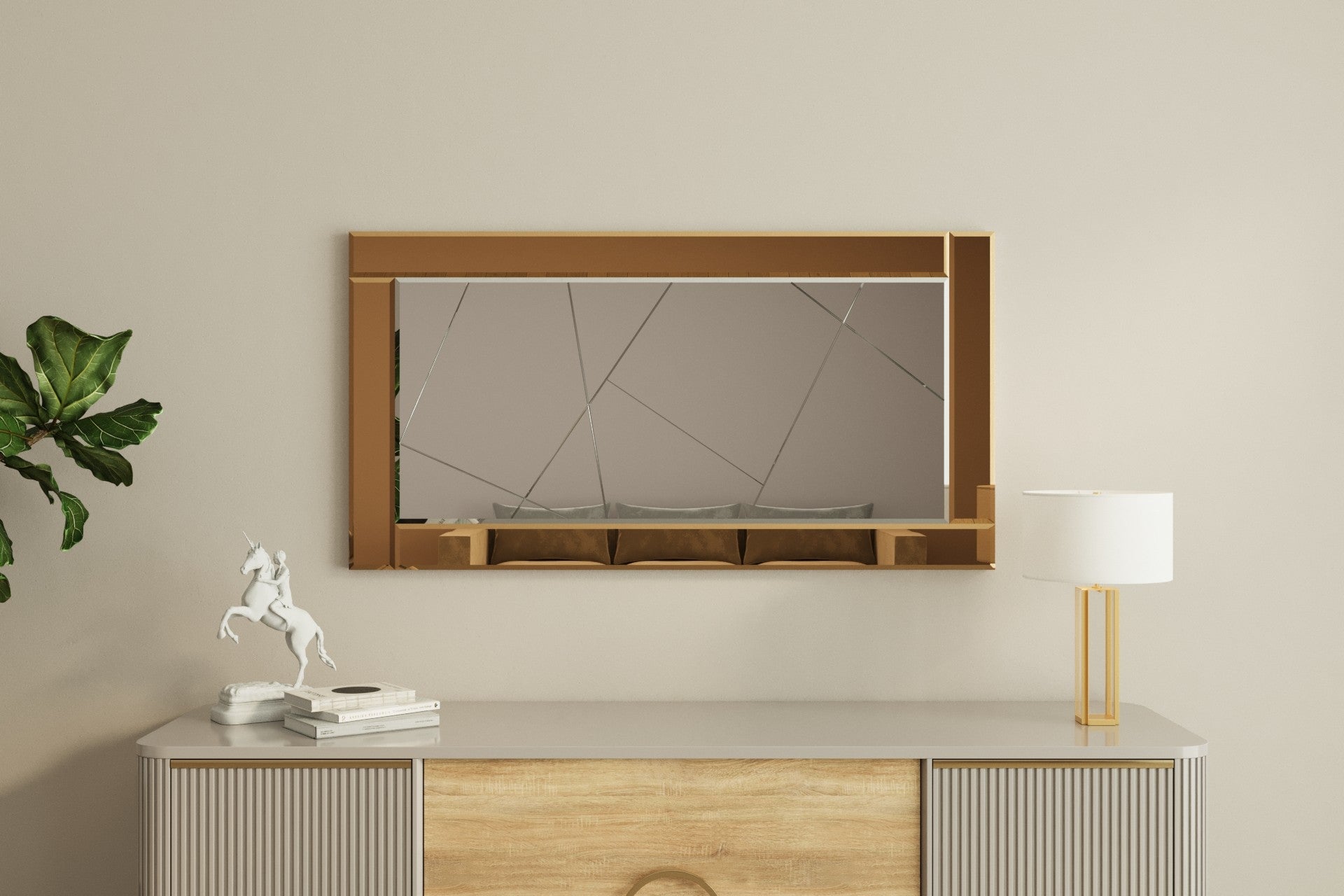 Espelho de parede elegante, 60 x 120 cm, bronze e branco | 100% MDF, design ecológico Flotal-E | Perfeito para decoração e espaços modernos