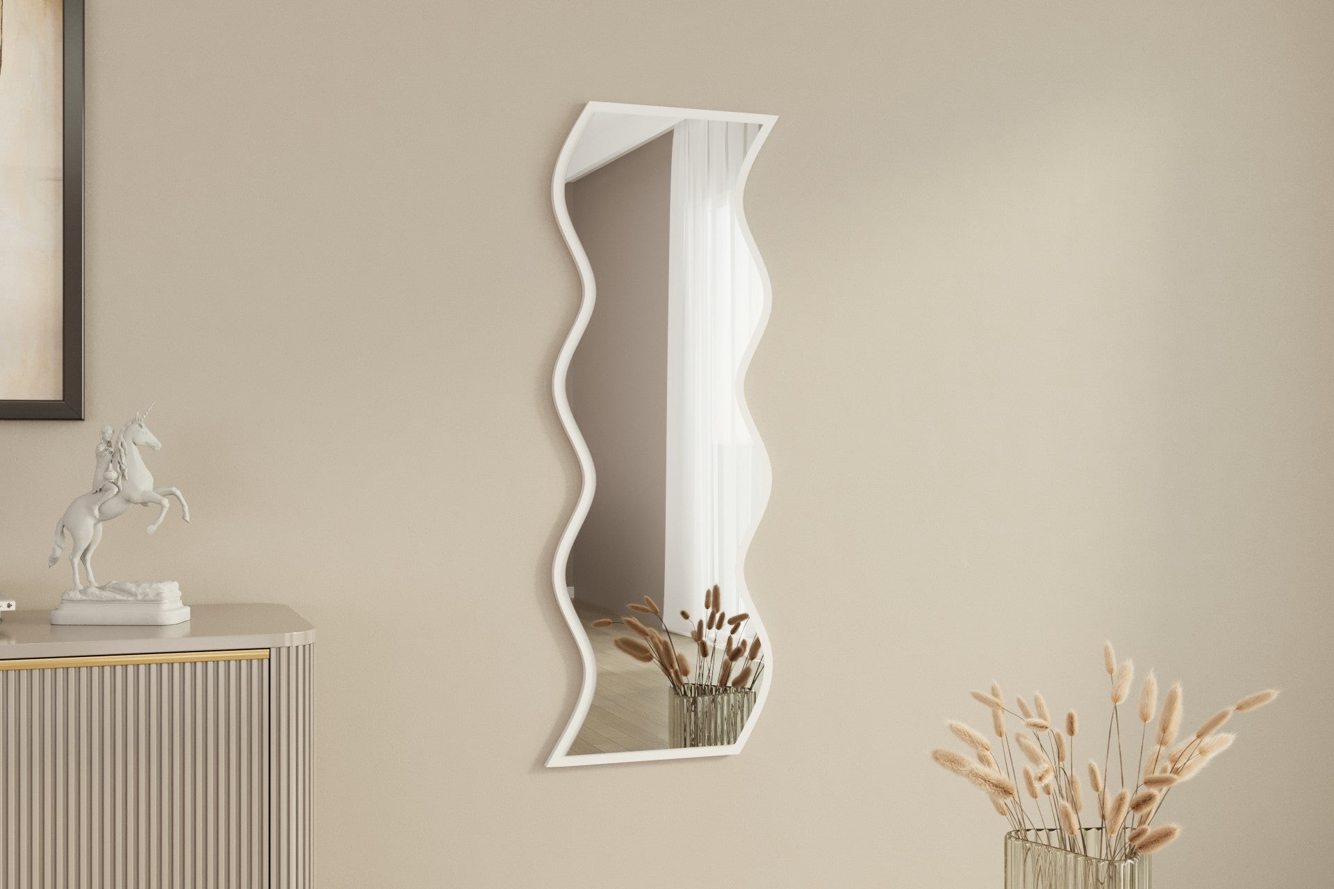 Espelho de Parede Elegante, 40 x 120 cm, 100% MDF, Design Ecológico Flotal-E, Acabamento Branco Elegante | Perfeito para Decoração e Espaços Modernos