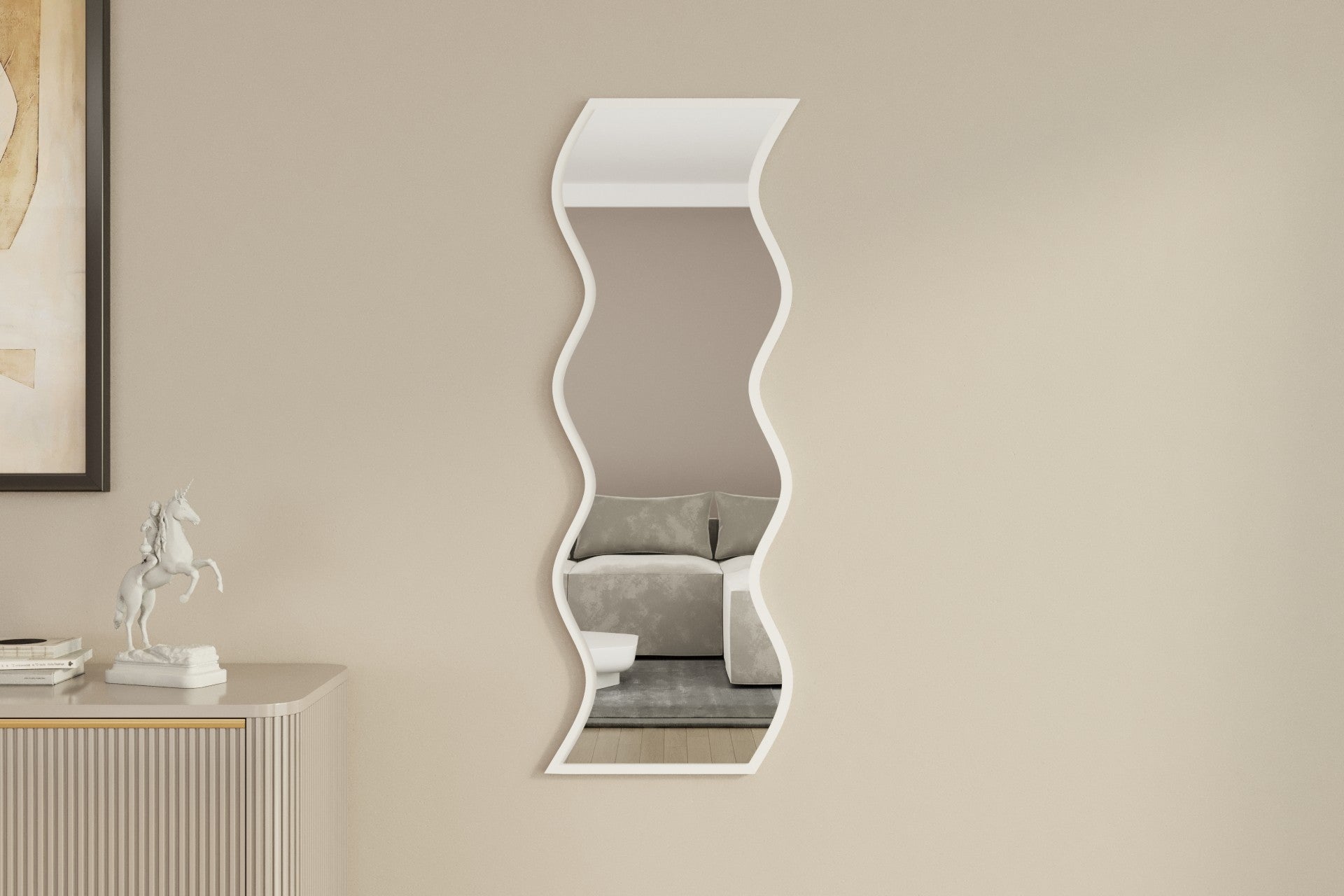 Espelho de Parede Elegante, 40 x 120 cm, 100% MDF, Design Ecológico Flotal-E, Acabamento Branco Elegante | Perfeito para Decoração e Espaços Modernos