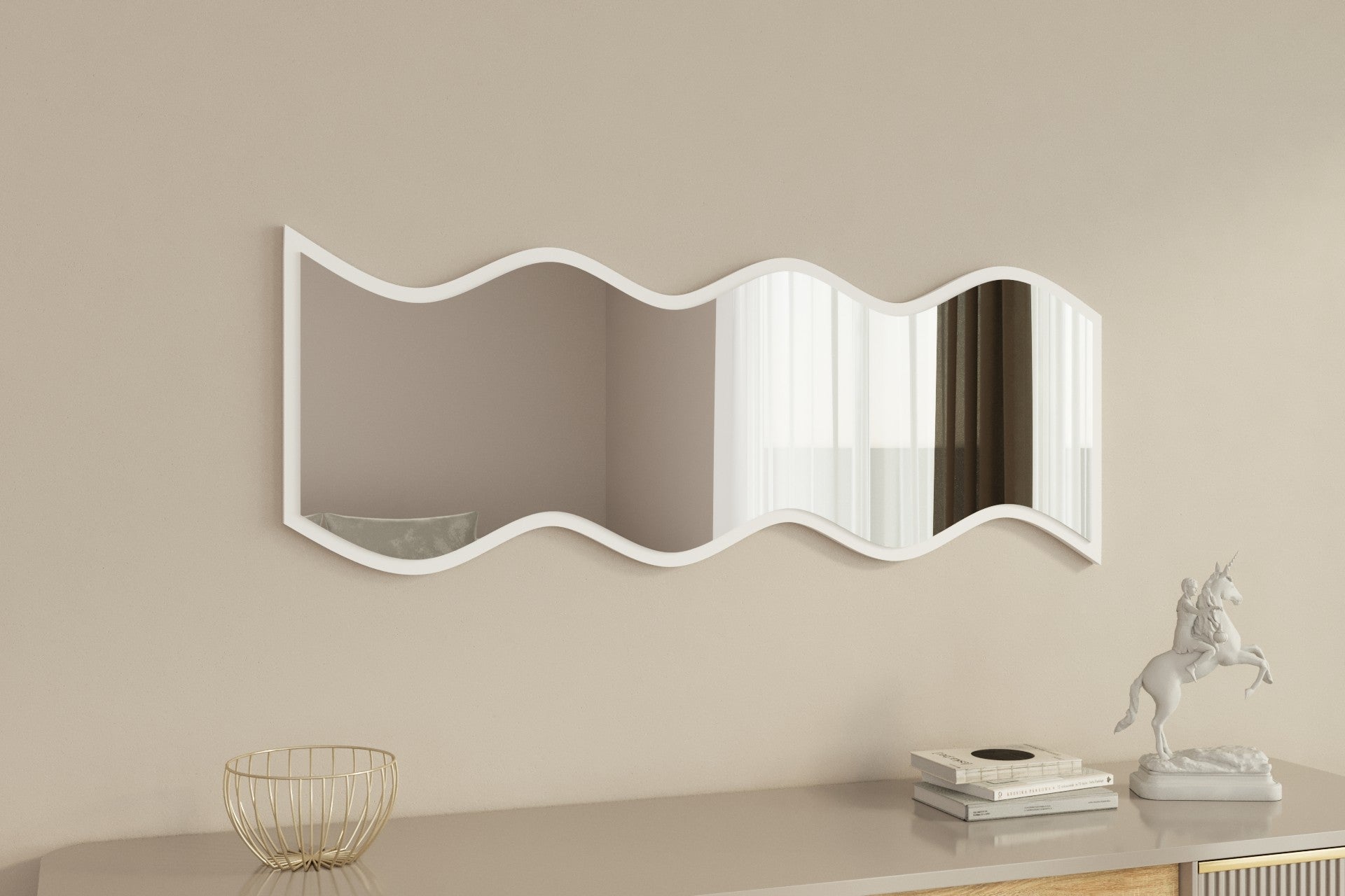 Espelho de Parede Elegante, 40 x 120 cm, 100% MDF, Design Ecológico Flotal-E, Acabamento Branco Elegante | Perfeito para Decoração e Espaços Modernos