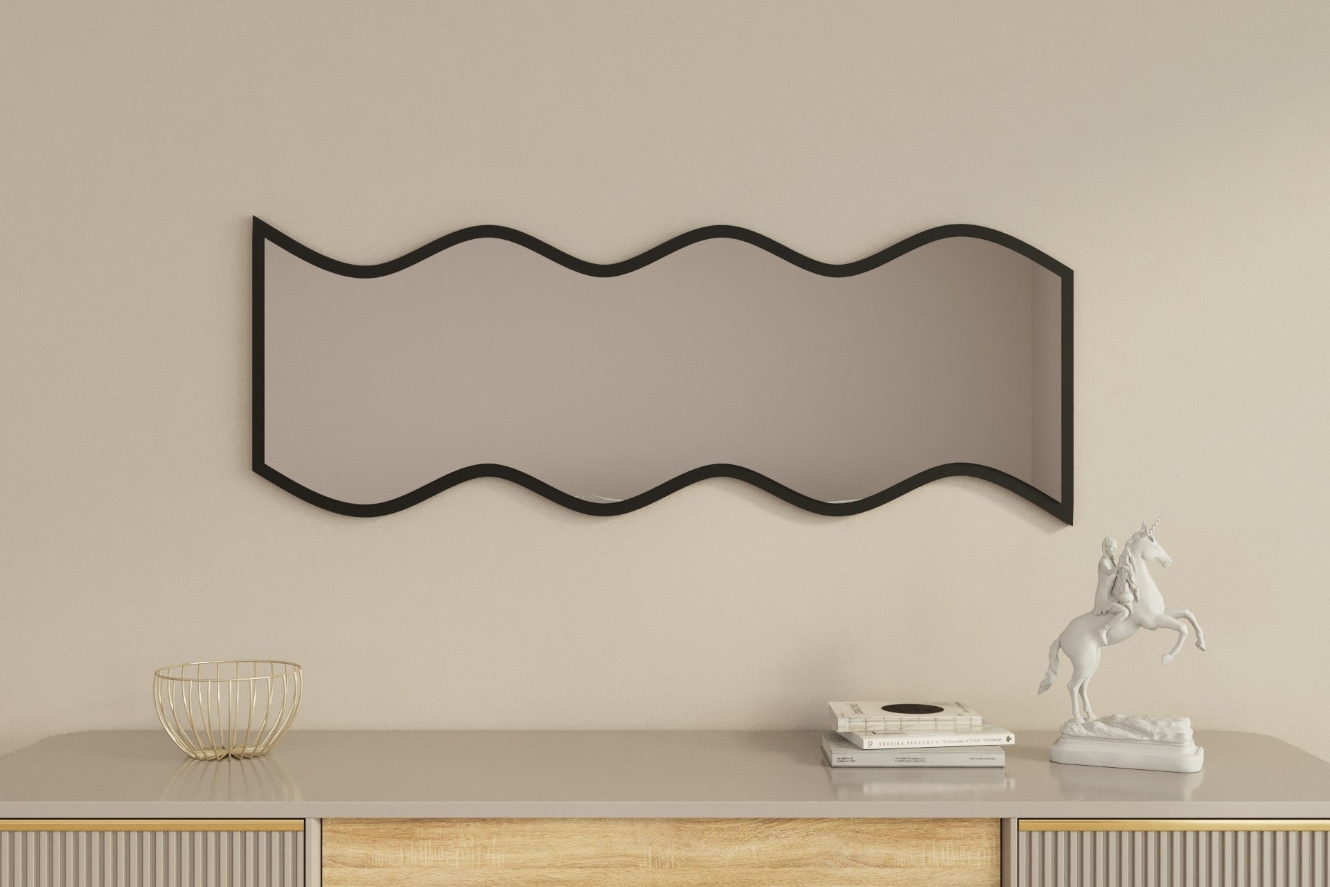 Espelho de parede elegante, 40 x 120 cm, 100% MDF, design ecológico Flotal-E, acabamento elegante em preto e branco | Perfeito para decoração moderna