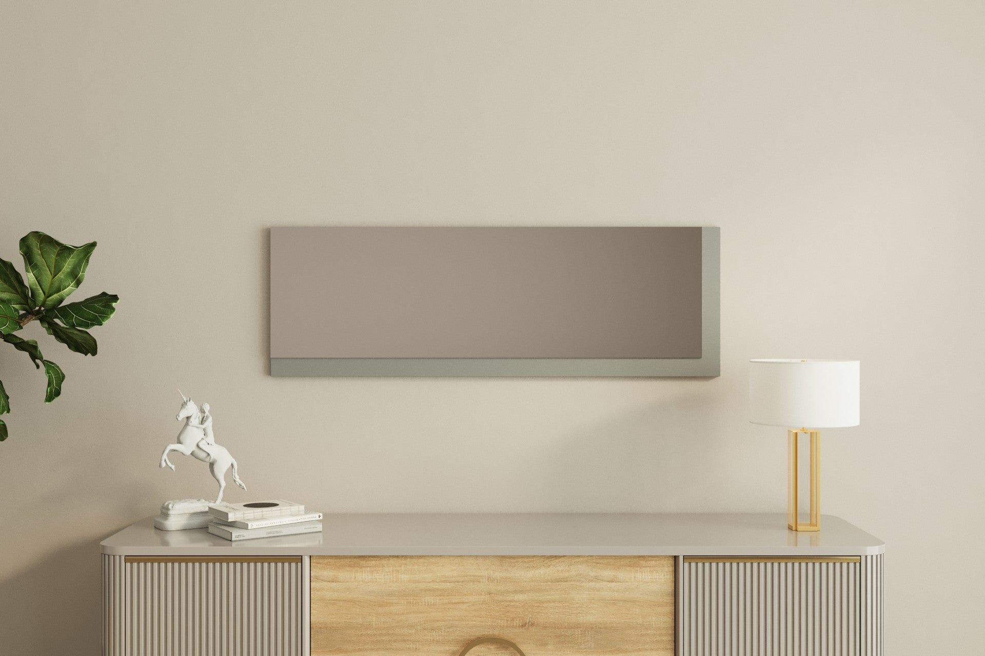 Espelho de Parede Elegante, 40 x 120 cm, 100% MDF, Design Ecológico Flotal-E em Branco e Antracite | Perfeito para Decoração e Espaços Modernos