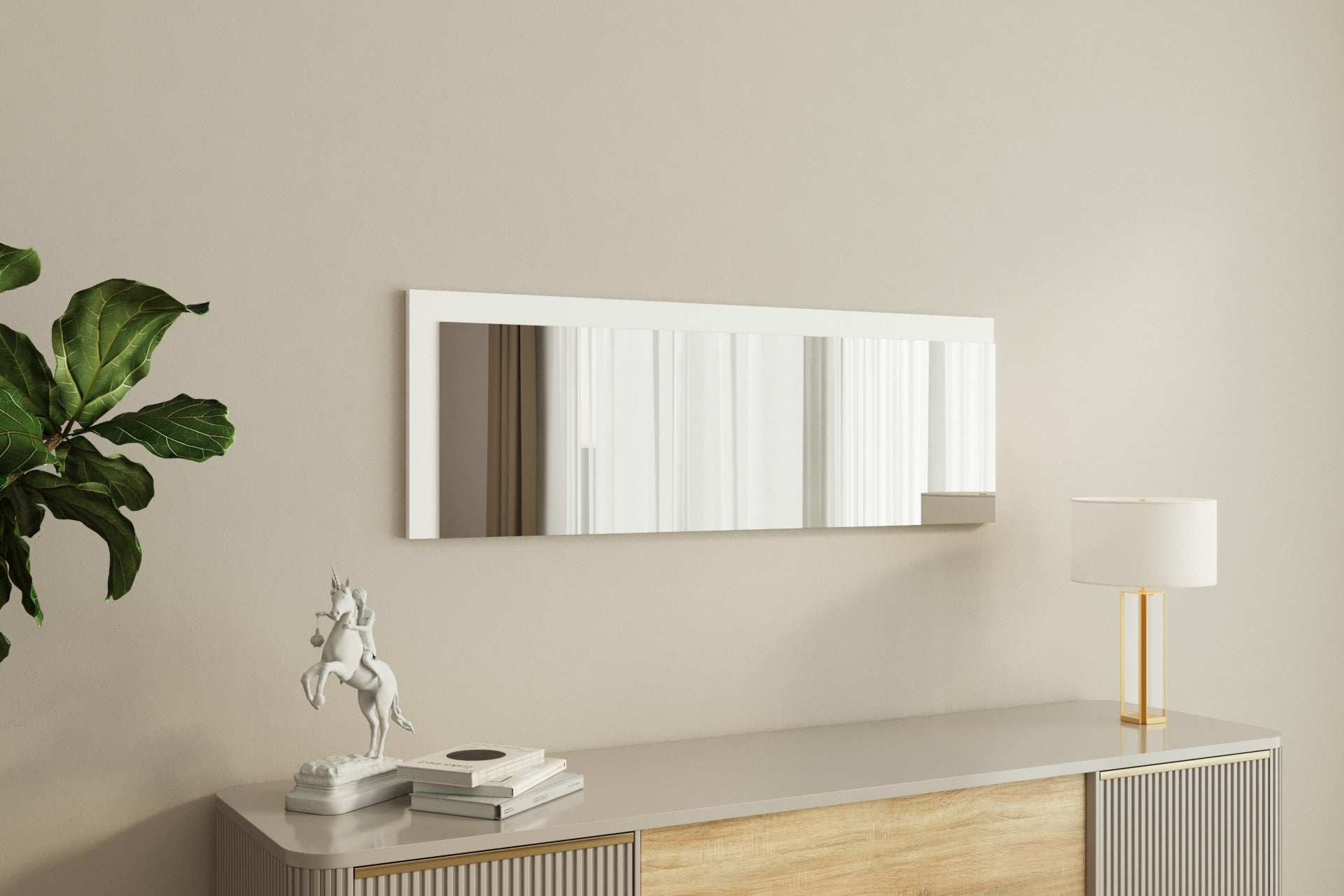 Espelho de Parede Elegante, 40 x 120 cm, 100% MDF, Design Ecológico Flotal-E, Acabamento Branco Elegante | Perfeito para Decoração e Espaços Modernos